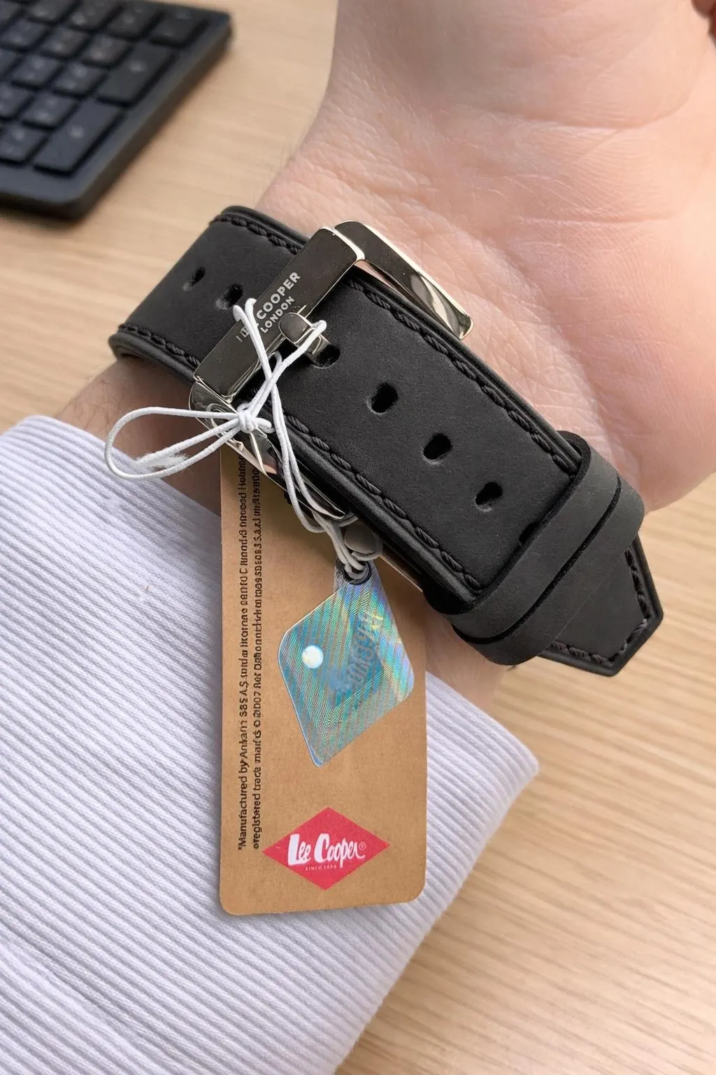 Lee Cooper Erkek Kol Saati 50 Mt Suya Dayanıklı Deri Kordon Bileklik Hediyeli VS.BLKT.0918