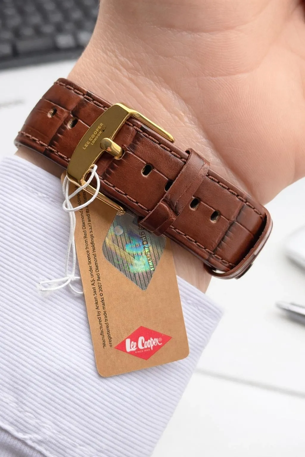 Lee Cooper Erkek Kol Saati 50 Mt Suya Dayanıklı Deri Kordon Bileklik Hediyeli VS.BLKT.0922