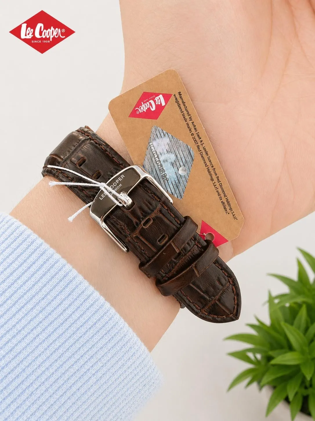 Lee Cooper Erkek Kol Saati 50 Mt Suya Dayanıklı Deri Kordon Bileklik Hediyeli VS.BLKT.0982