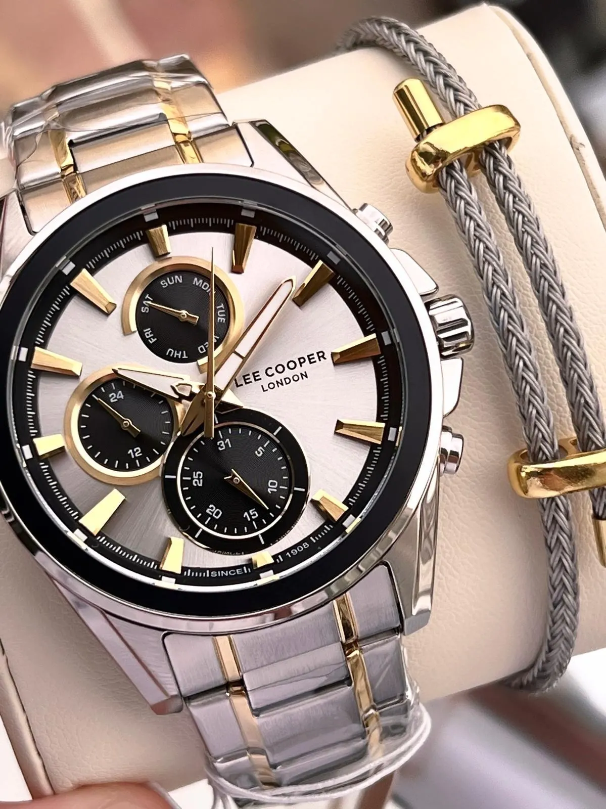 Lee Cooper Premium Nişan Ve Damatlara Özel 2 Yıl Garantili 5 Atm Erkek Kol Saati+Bileklik E08249.230