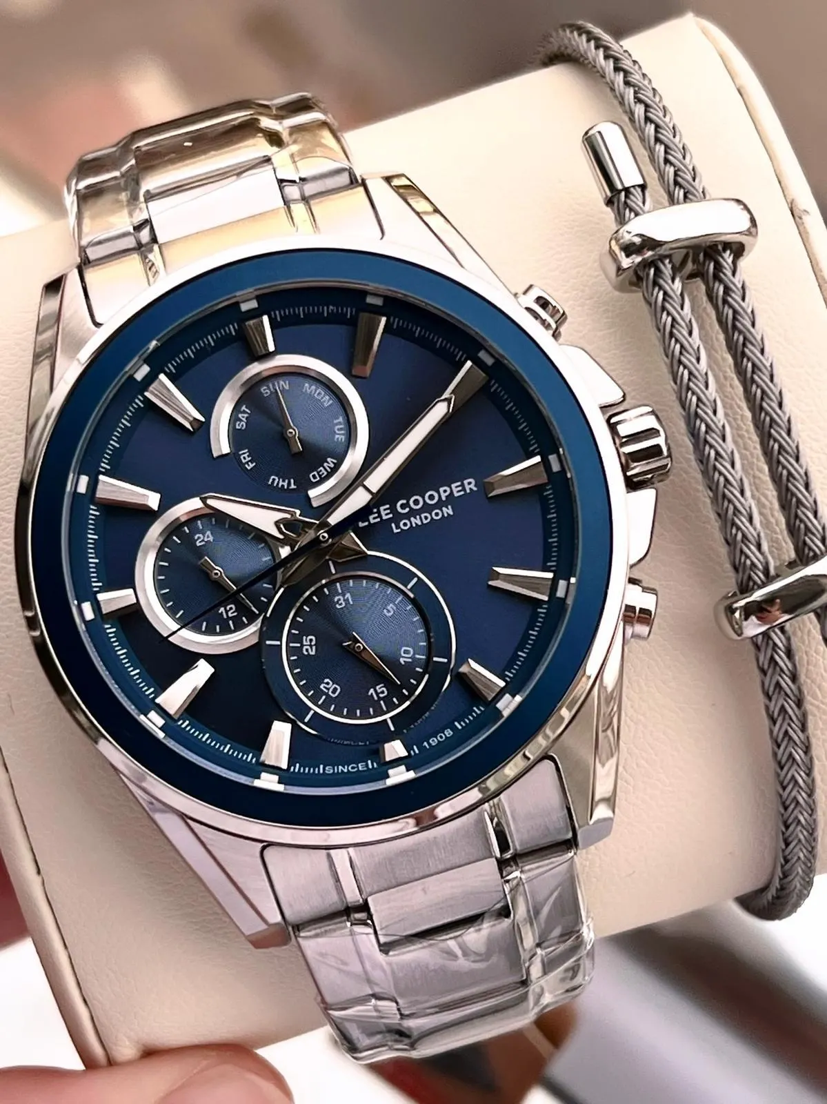 Lee Cooper Premium Nişan Ve Damatlara Özel 2 Yıl Garantili 5 Atm Erkek Kol Saati+Bileklik E08249.390