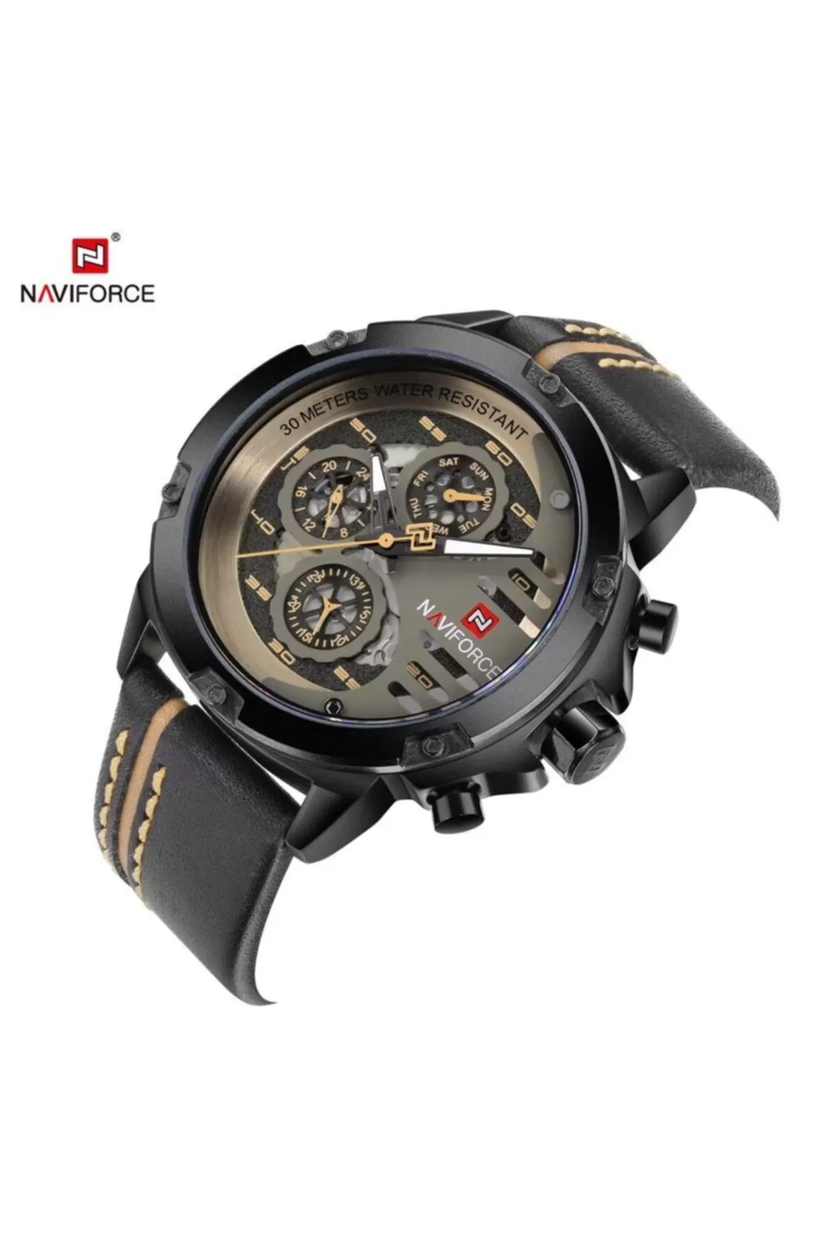 Naviforce Deri Kordon İç Fonksiyonları Aktif Dijital/Analog Erkek Kol Saati E.NVF.K.002