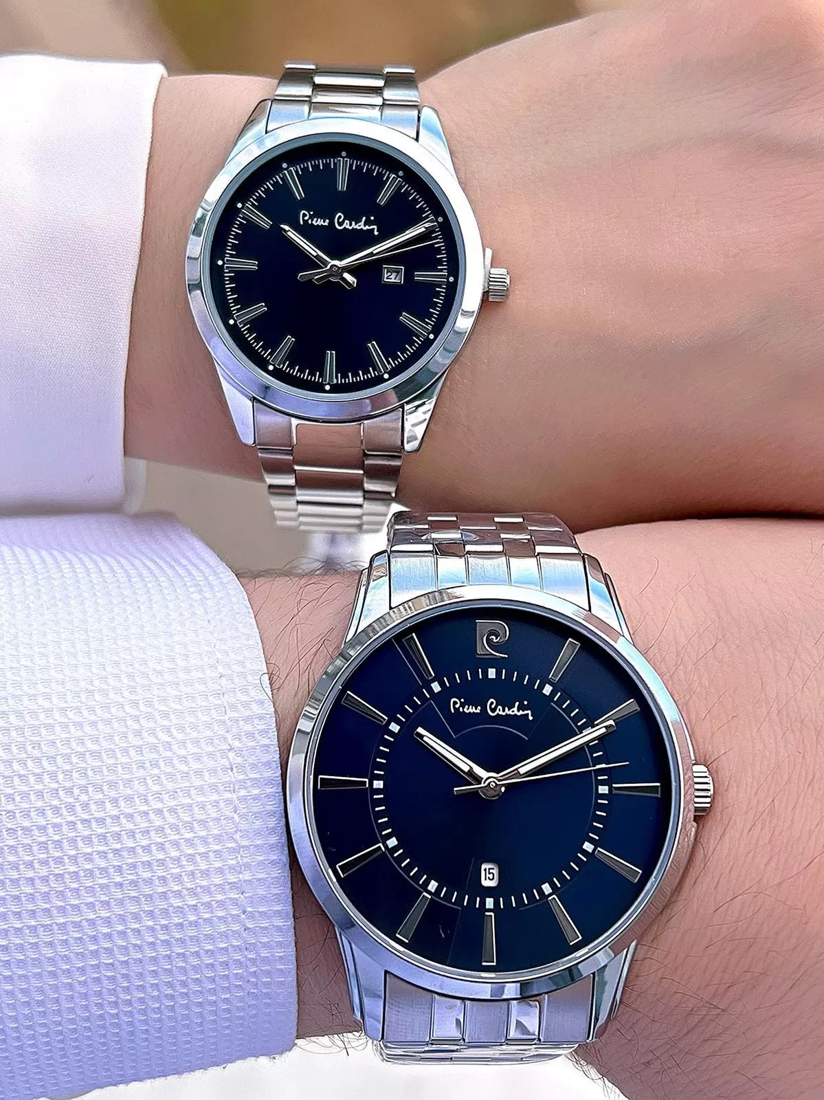 Pierre Cardin Bay ve Bayan Çiftlere Özel Çelik Kordon Çift Kol Saati 30 Mt Su Gecirmez CF.PR80008.M1