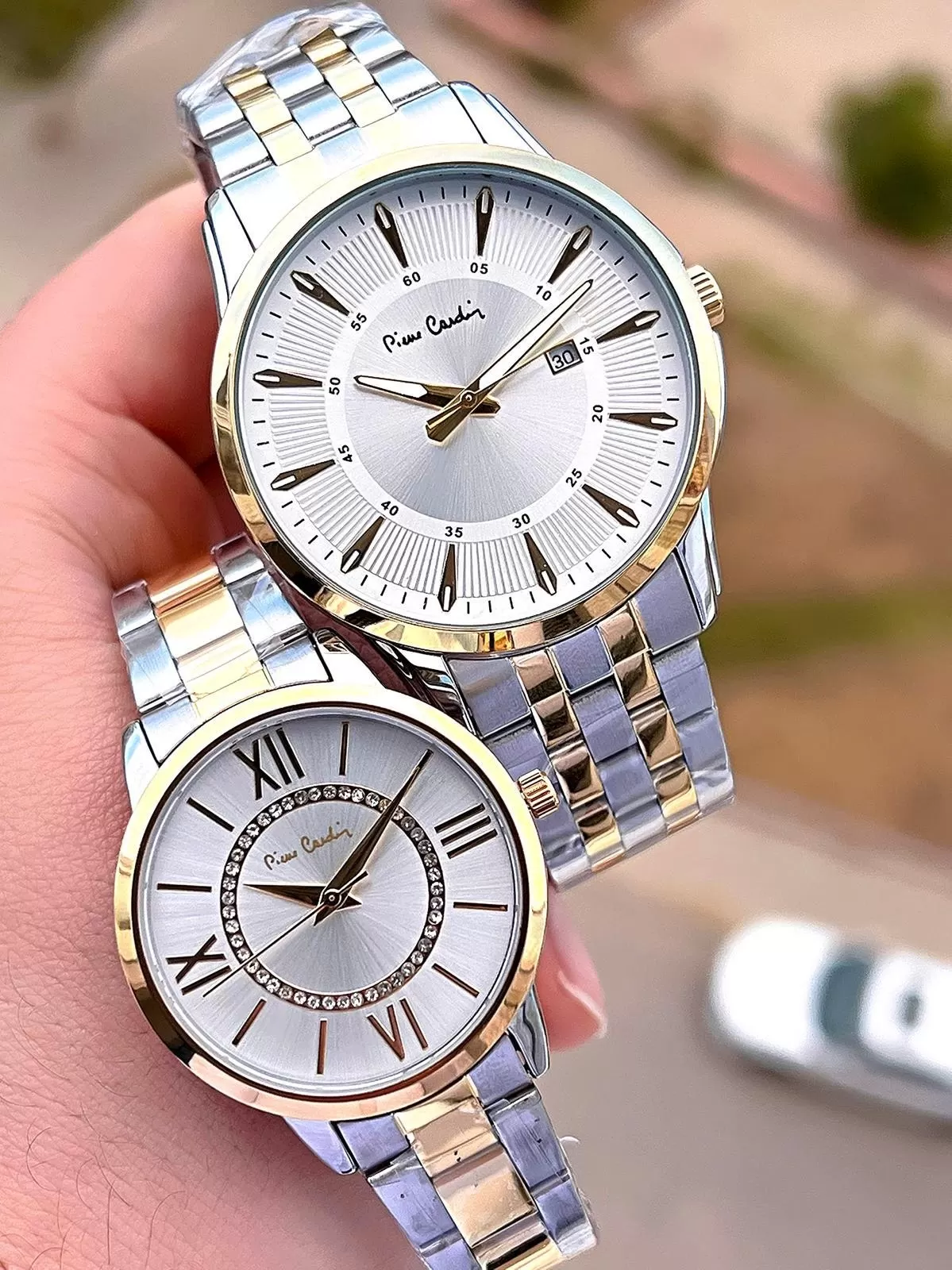 Pierre Cardin Bay ve Bayan Çiftlere Özel Çelik Kordon Çift Kol Saati 30 Mt Su Gecirmez CF.PR80002.M2