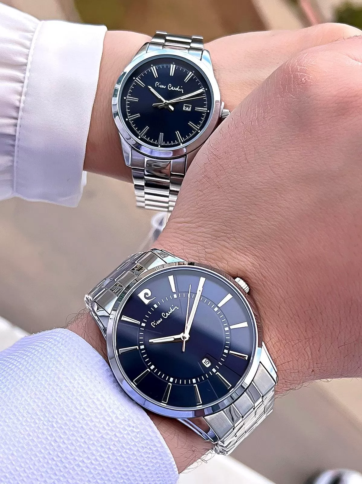 Pierre Cardin Bay ve Bayan Çiftlere Özel Çelik Kordon Çift Kol Saati 30 Mt Su Gecirmez CF.PR80008.M1