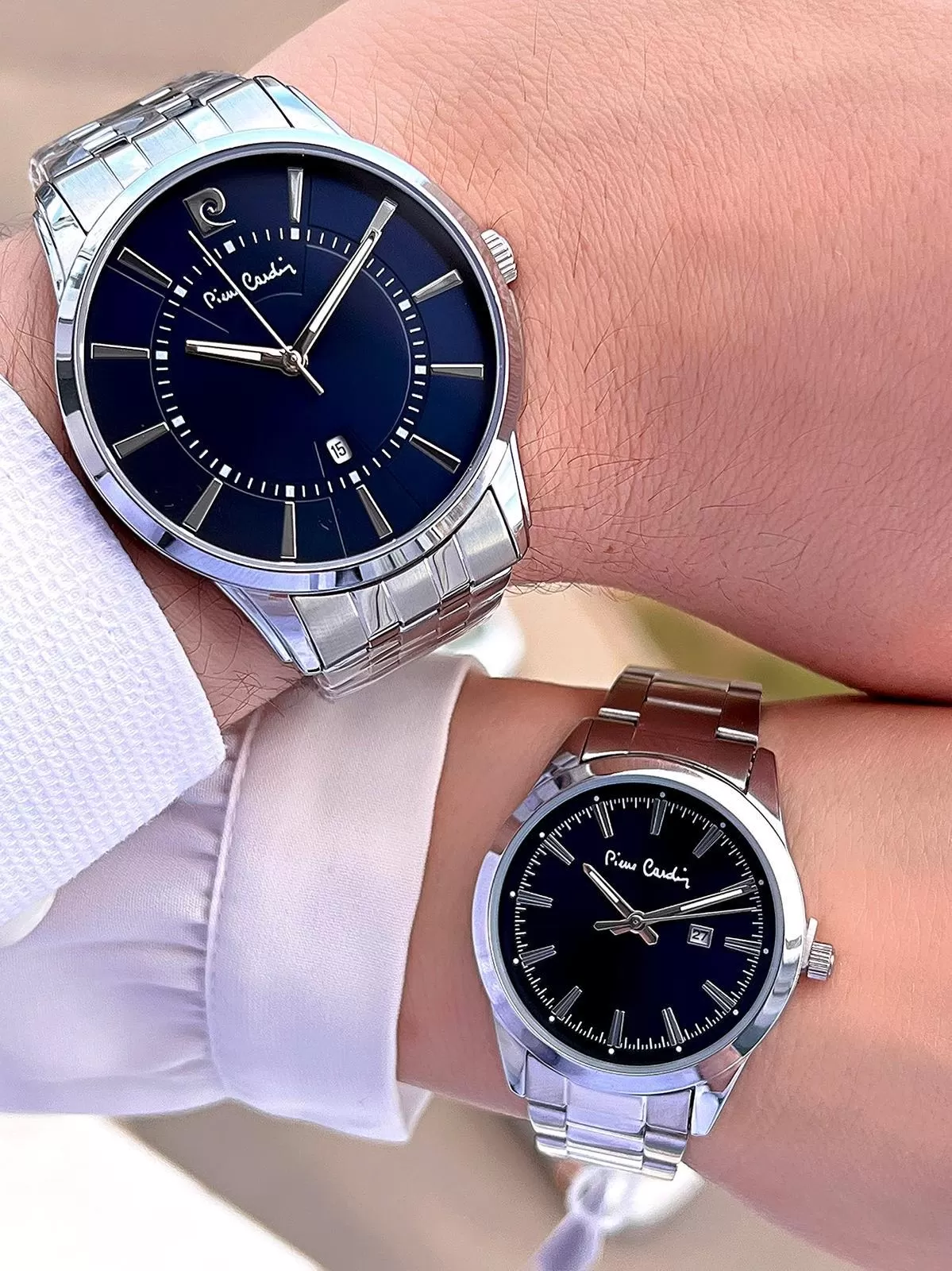 Pierre Cardin Bay ve Bayan Çiftlere Özel Çelik Kordon Çift Kol Saati 30 Mt Su Gecirmez CF.PR80008.M1