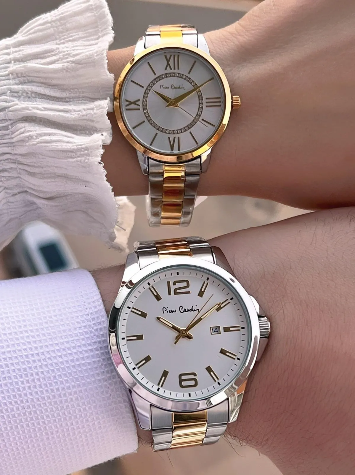 Pierre Cardin Bay ve Bayan Çiftlere Özel Çelik Kordon Çift Kol Saati 30 Mt Su Gecirmez CF.PR8046.M3