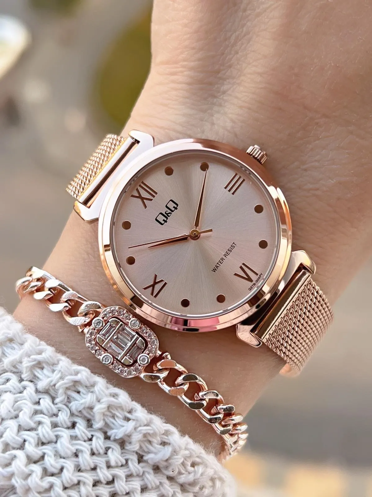 Q&Q Çelik Kordon 2 Yıl Garantili 3 Atm Suya Dayanıklı Kol Saati+Bileklik Hediyeli QQ.1001.R1