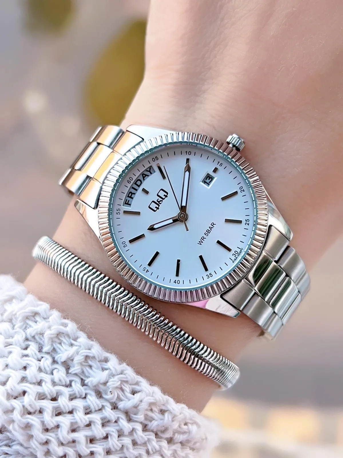 Q&Q Çelik Kordon 2 Yıl Garantili 3 Atm Suya Dayanıklı Kol Saati+Bileklik Hediyeli QQ.1002.A1