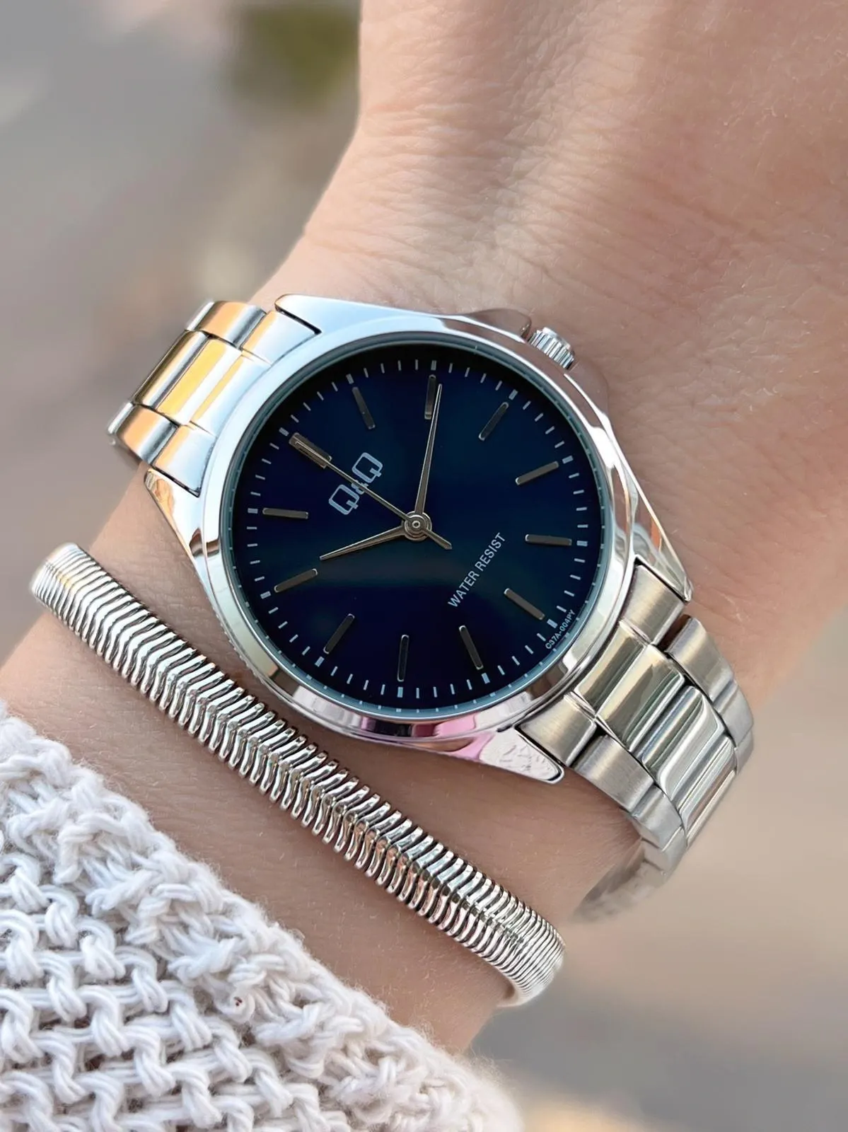 Q&Q Çelik Kordon 2 Yıl Garantili 3 Atm Suya Dayanıklı Kol Saati+Bileklik Hediyeli QQ.1003.A1