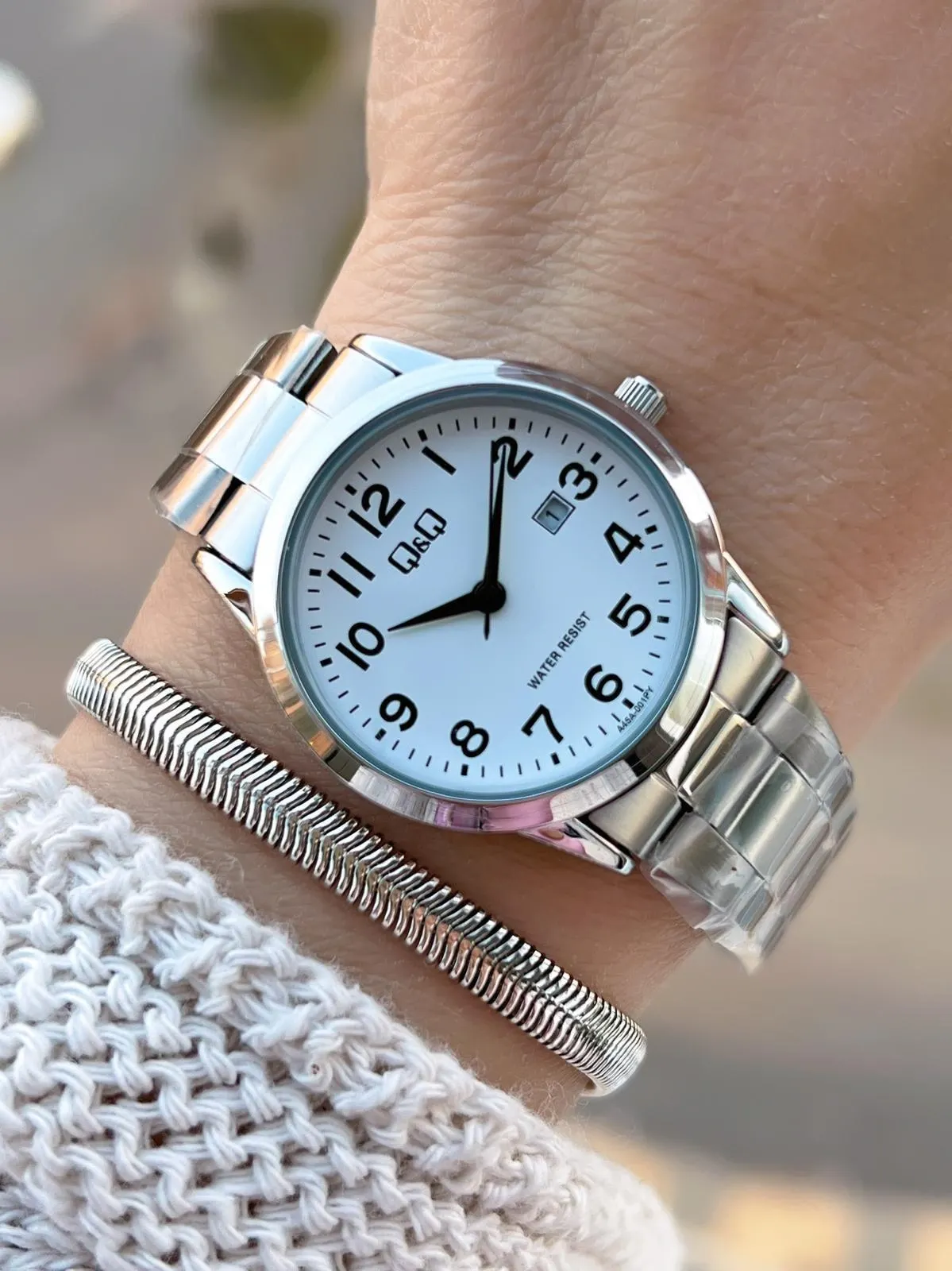 Q&Q Çelik Kordon 2 Yıl Garantili 3 Atm Suya Dayanıklı Kol Saati+Bileklik Hediyeli QQ.1004.A2