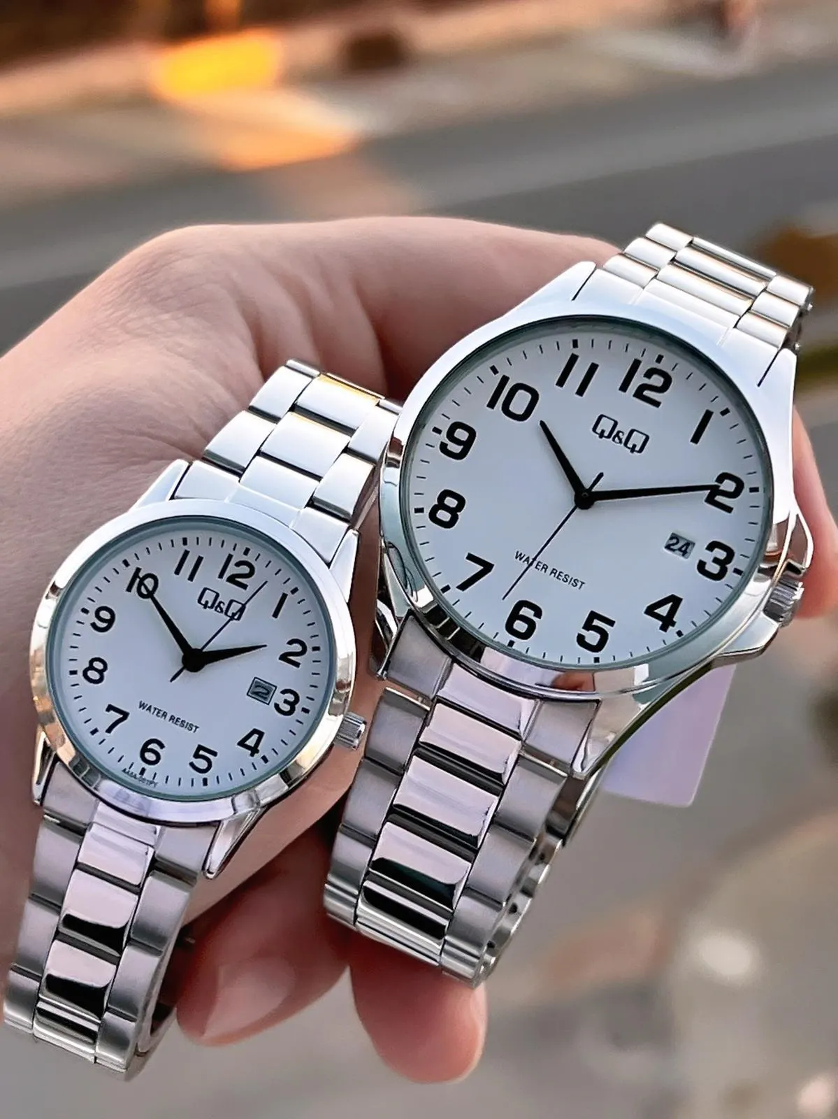 Q&Q Çelik Kordon 2 Yıl Garantili 3 Atm Suya Dayanıklı Sevgili Ve Ciftlere Özel Kol Saati QQ.CF001.1
