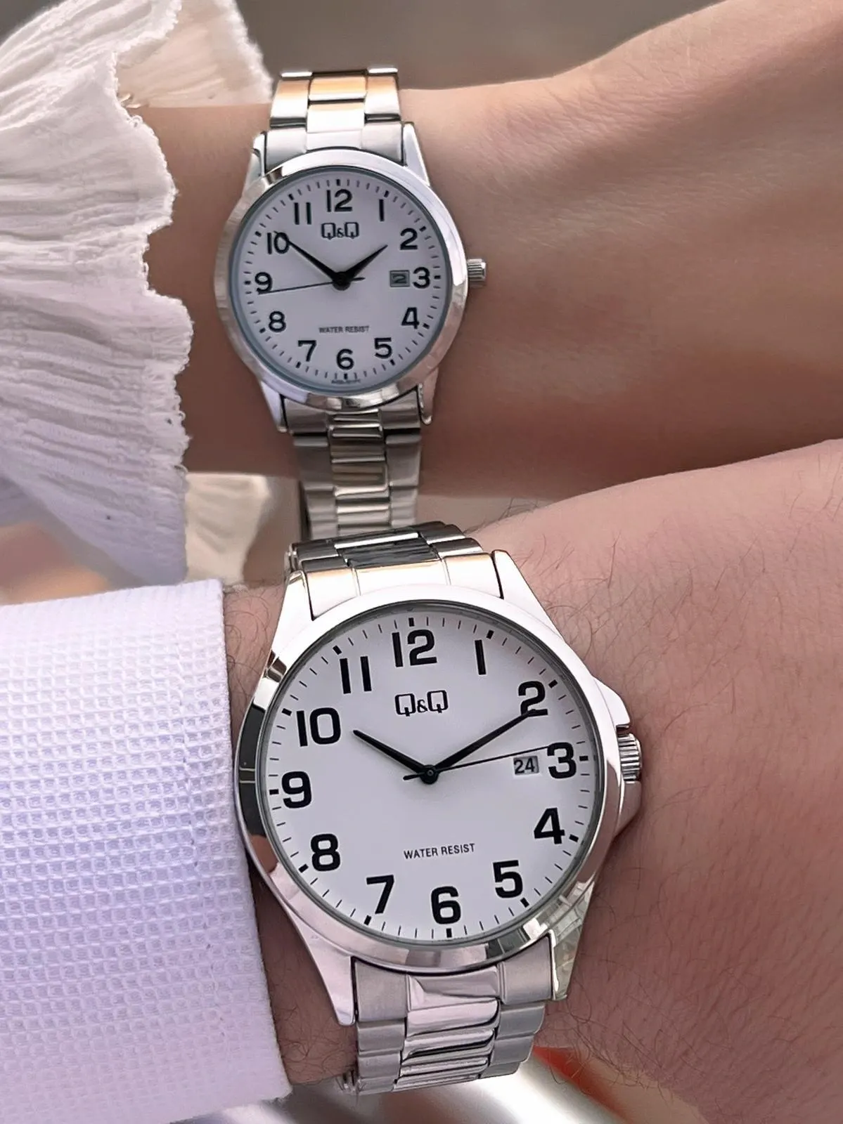 Q&Q Çelik Kordon 2 Yıl Garantili 3 Atm Suya Dayanıklı Sevgili Ve Ciftlere Özel Kol Saati QQ.CF001.1