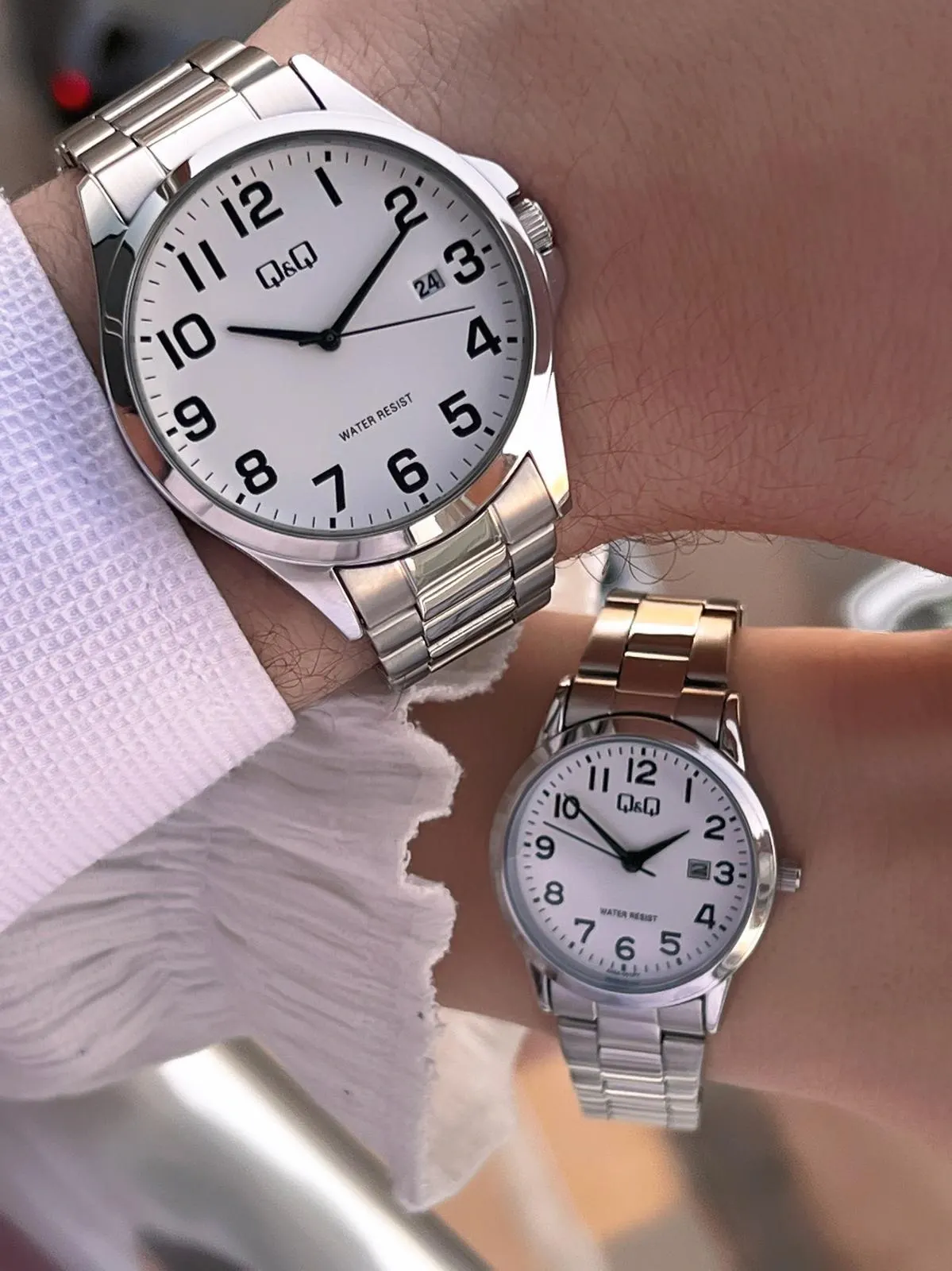 Q&Q Çelik Kordon 2 Yıl Garantili 3 Atm Suya Dayanıklı Sevgili Ve Ciftlere Özel Kol Saati QQ.CF001.1