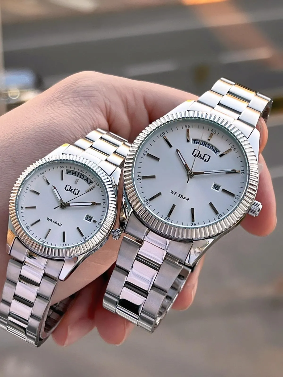 Q&Q Çelik Kordon 2 Yıl Garantili 3 Atm Suya Dayanıklı Sevgili Ve Ciftlere Özel Kol Saati QQ.CF001.2