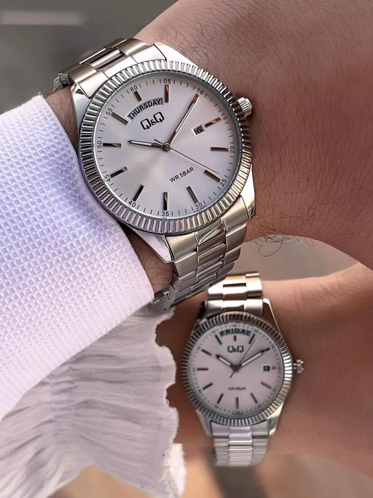 Q&Q Çelik Kordon 2 Yıl Garantili 3 Atm Suya Dayanıklı Sevgili Ve Ciftlere Özel Kol Saati QQ.CF001.2