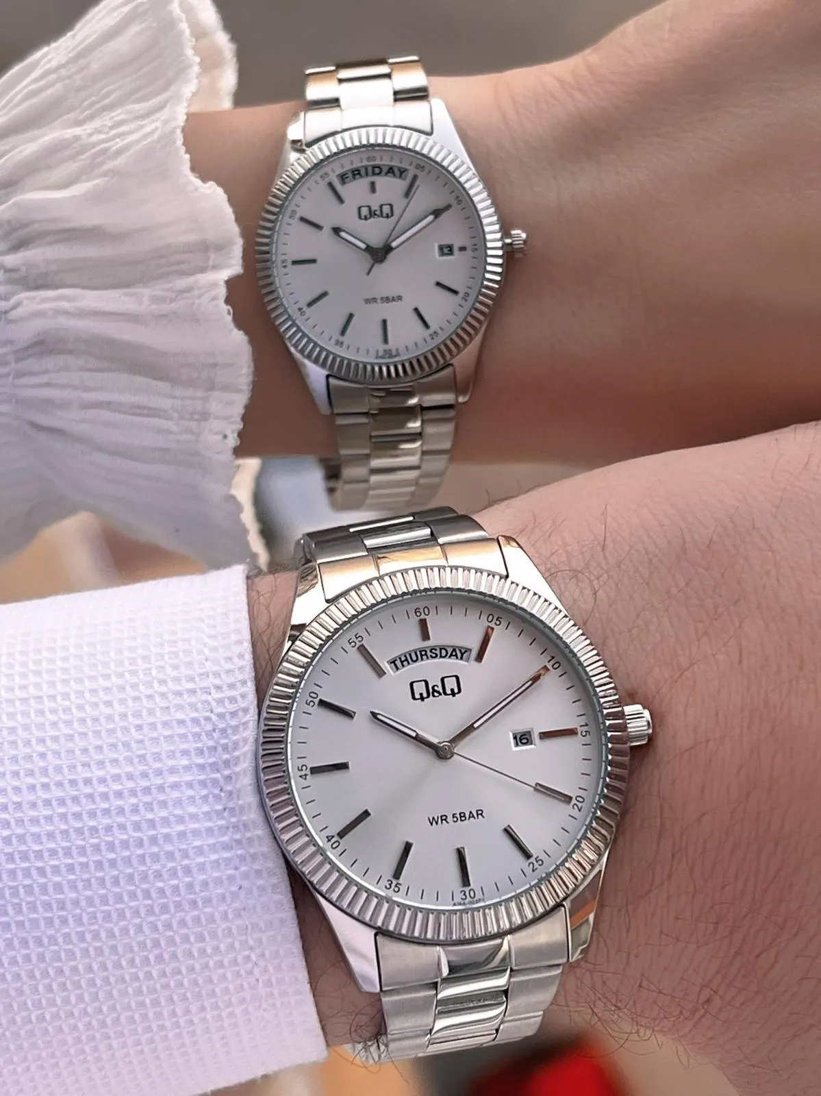 Q&Q Çelik Kordon 2 Yıl Garantili 3 Atm Suya Dayanıklı Sevgili Ve Ciftlere Özel Kol Saati QQ.CF001.2