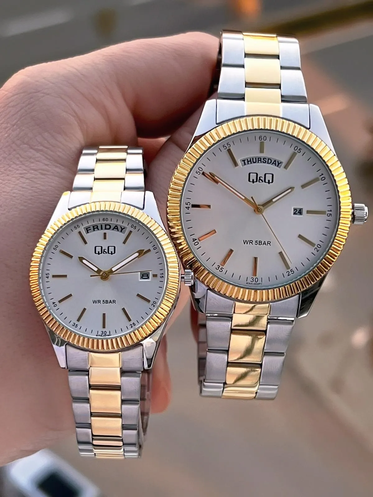 Q&Q Çelik Kordon 2 Yıl Garantili 3 Atm Suya Dayanıklı Sevgili Ve Ciftlere Özel Kol Saati QQ.CF001.3