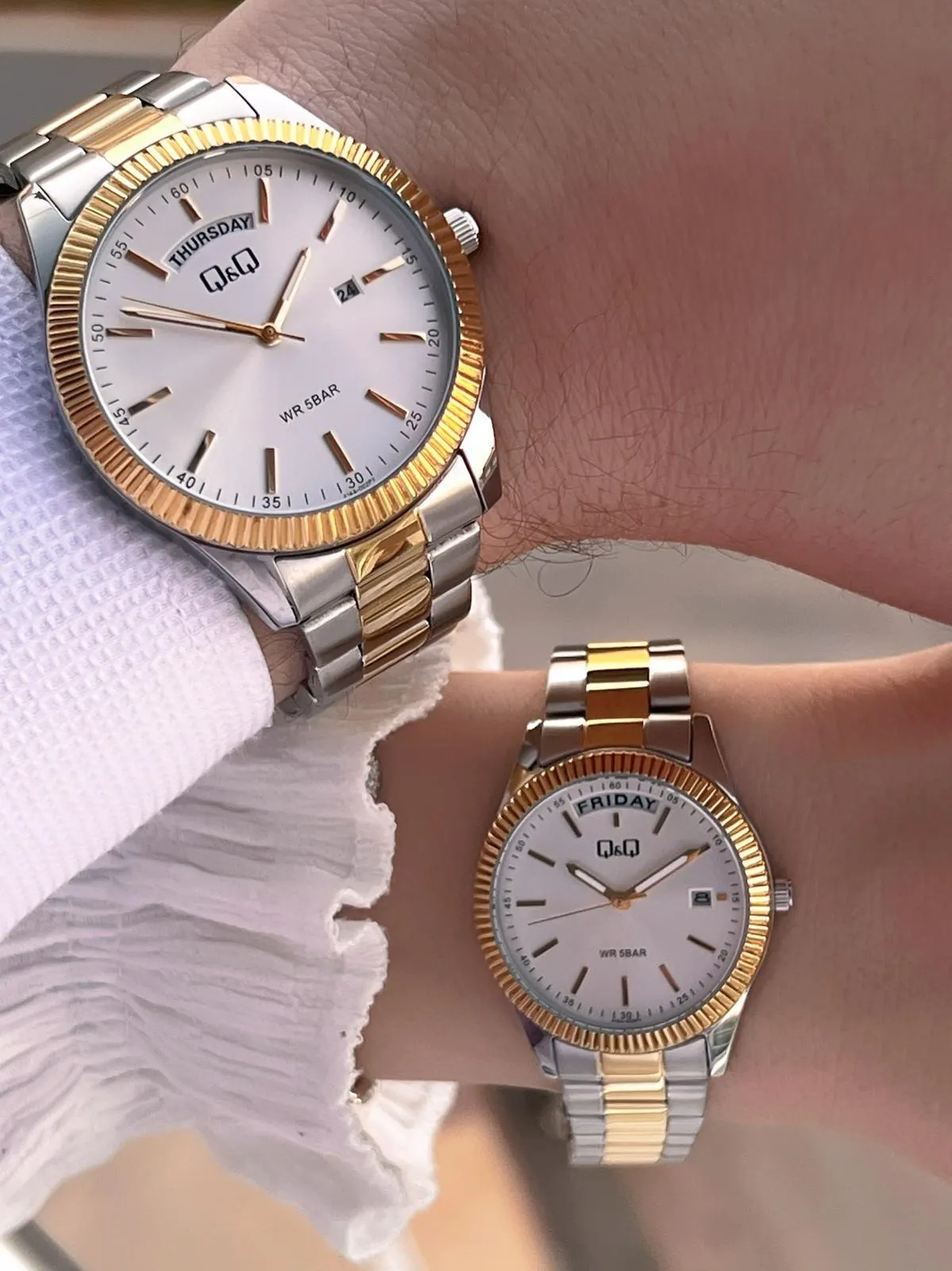 Q&Q Çelik Kordon 2 Yıl Garantili 3 Atm Suya Dayanıklı Sevgili Ve Ciftlere Özel Kol Saati QQ.CF001.3