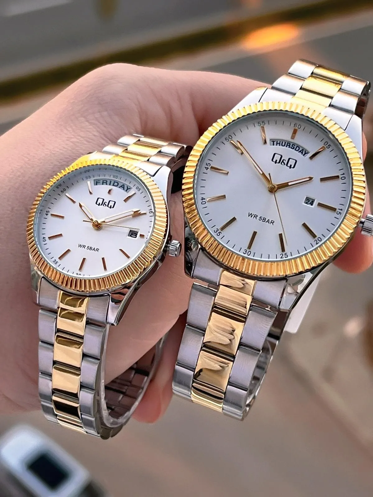 Q&Q Çelik Kordon 2 Yıl Garantili 3 Atm Suya Dayanıklı Sevgili Ve Ciftlere Özel Kol Saati QQ.CF001.3