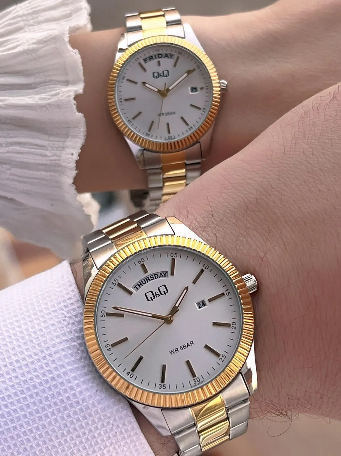 Q&Q Çelik Kordon 2 Yıl Garantili 3 Atm Suya Dayanıklı Sevgili Ve Ciftlere Özel Kol Saati QQ.CF001.3