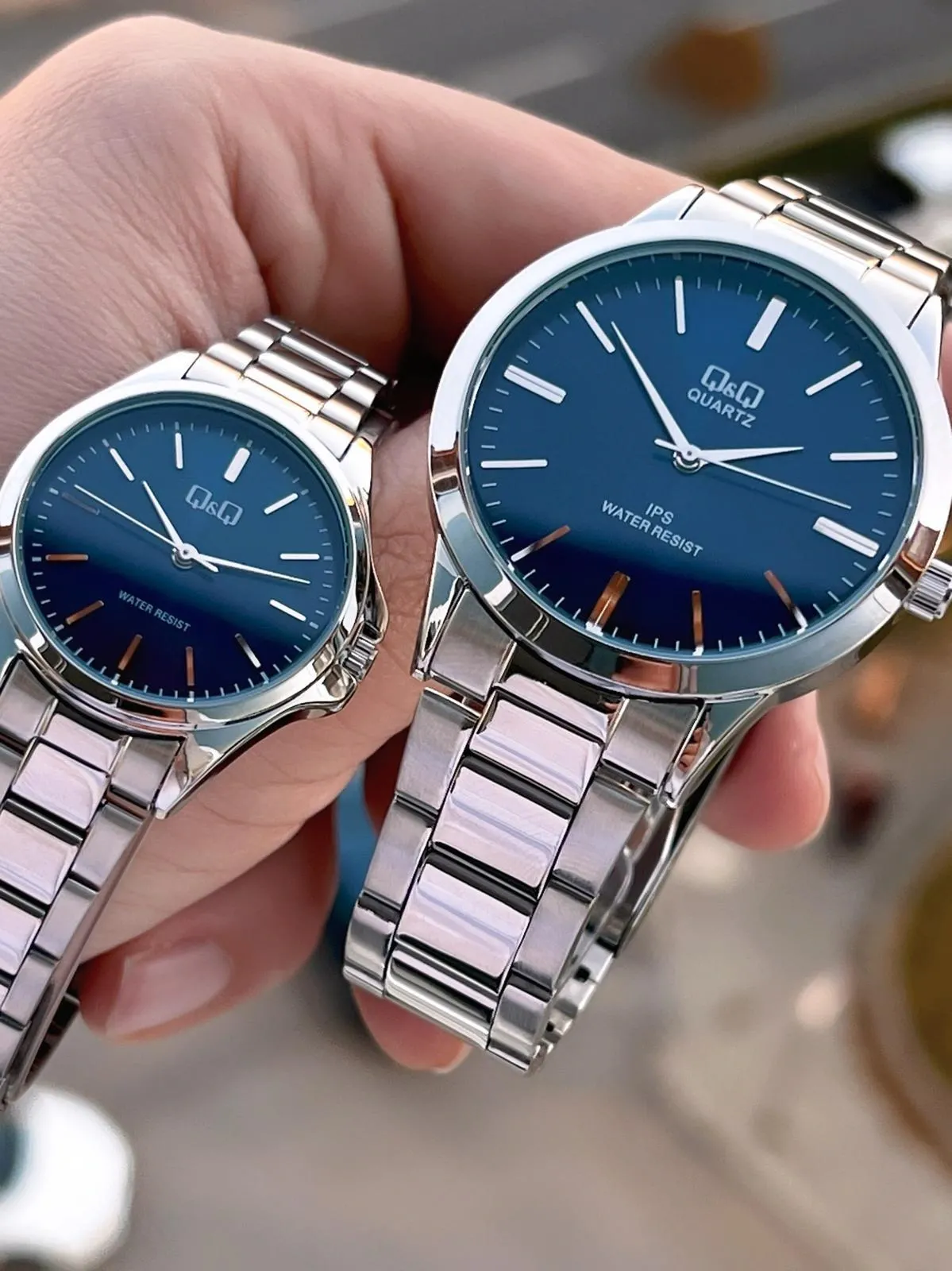 Q&Q Çelik Kordon 2 Yıl Garantili 3 Atm Suya Dayanıklı Sevgili Ve Ciftlere Özel Kol Saati QQ.CF001.4