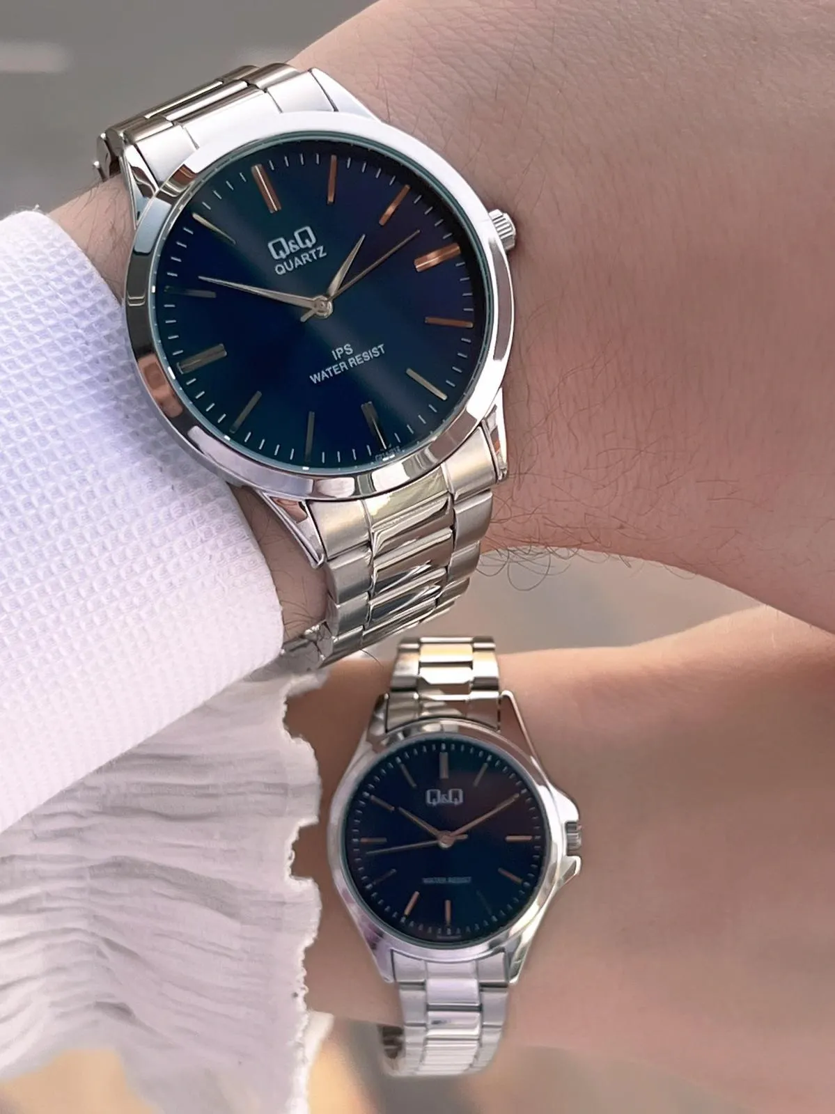 Q&Q Çelik Kordon 2 Yıl Garantili 3 Atm Suya Dayanıklı Sevgili Ve Ciftlere Özel Kol Saati QQ.CF001.4