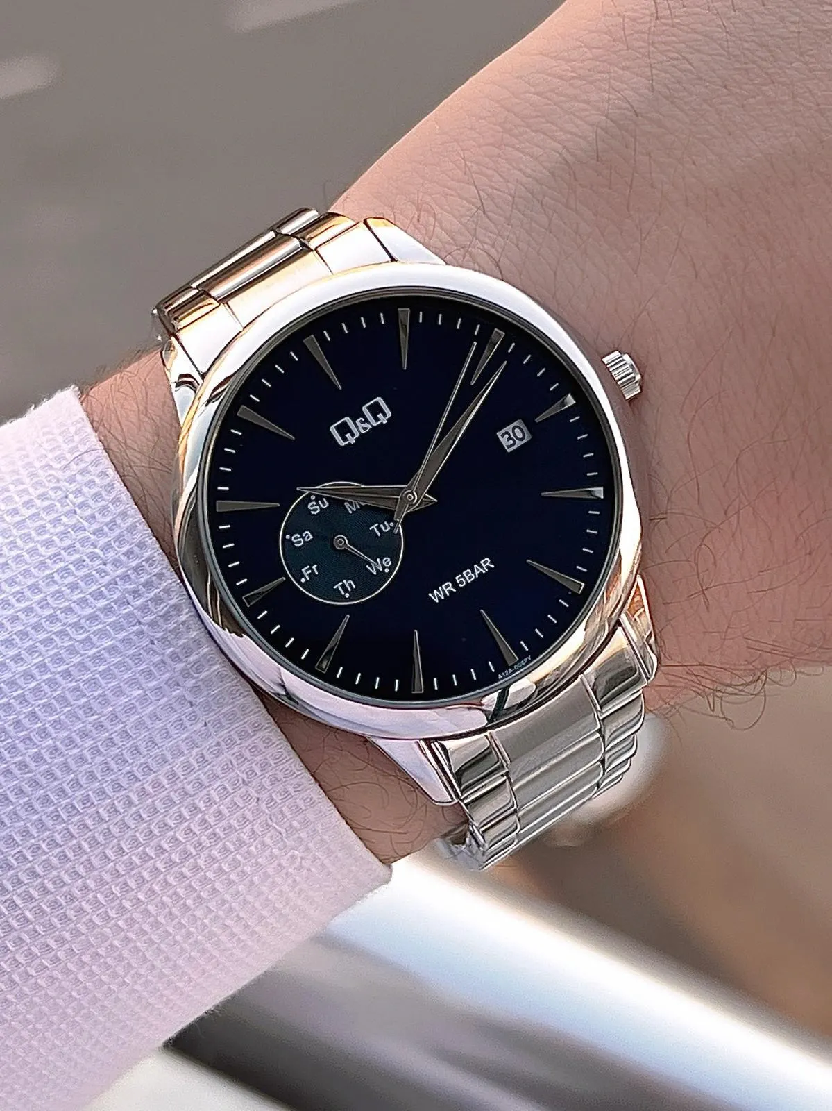 Q&Q Gün Fonksiyonlu Kadran Çelik Kordon 2 Yıl Garantili 3 Atm Suya Dayanıklı Erkek Kol Saati Q003.A2