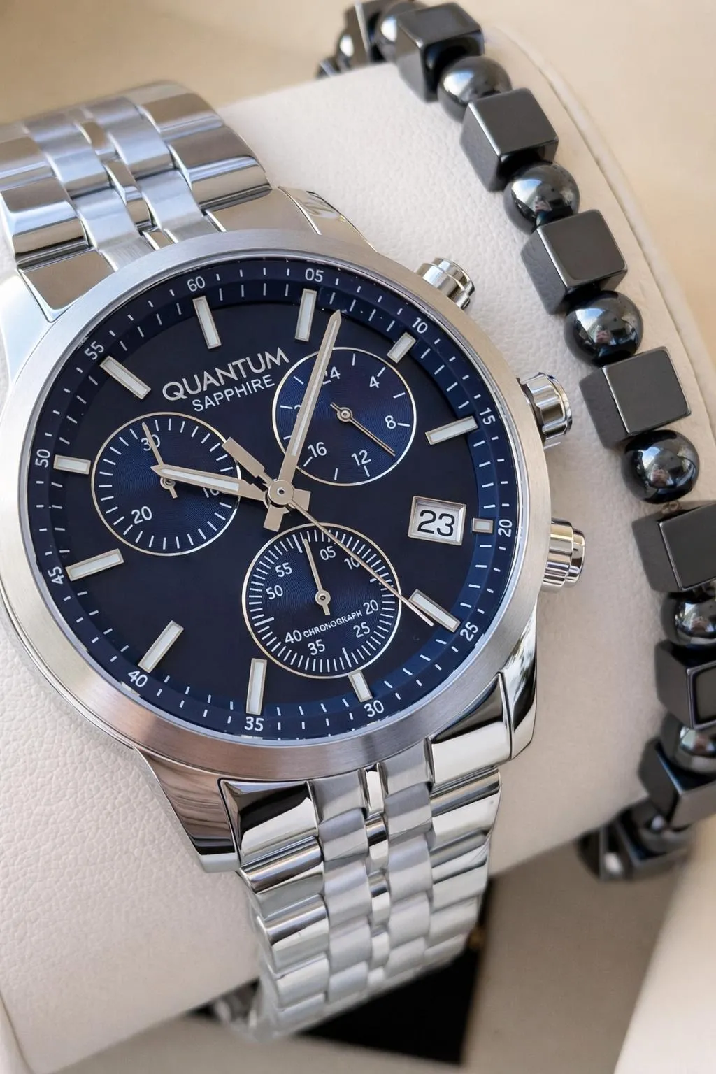 Quantum 10 ATM Suya Dayanıklı+ Bileklik Hediyeli Komple Çelik Erkek Kol Saati VS.BLKT.0804