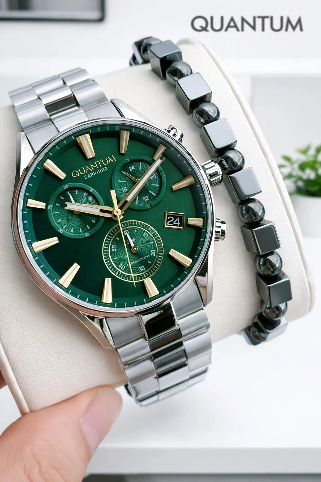 Quantum 10 ATM Suya Dayanıklı+ Bileklik Hediyeli Komple Çelik Erkek Kol Saati VS.BLKT.0927