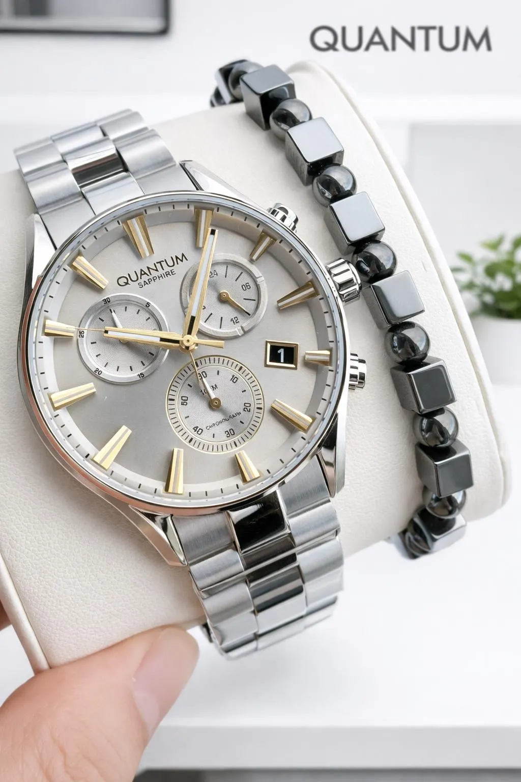 Quantum 10 ATM Suya Dayanıklı+ Bileklik Hediyeli Komple Çelik Erkek Kol Saati VS.BLKT.0929