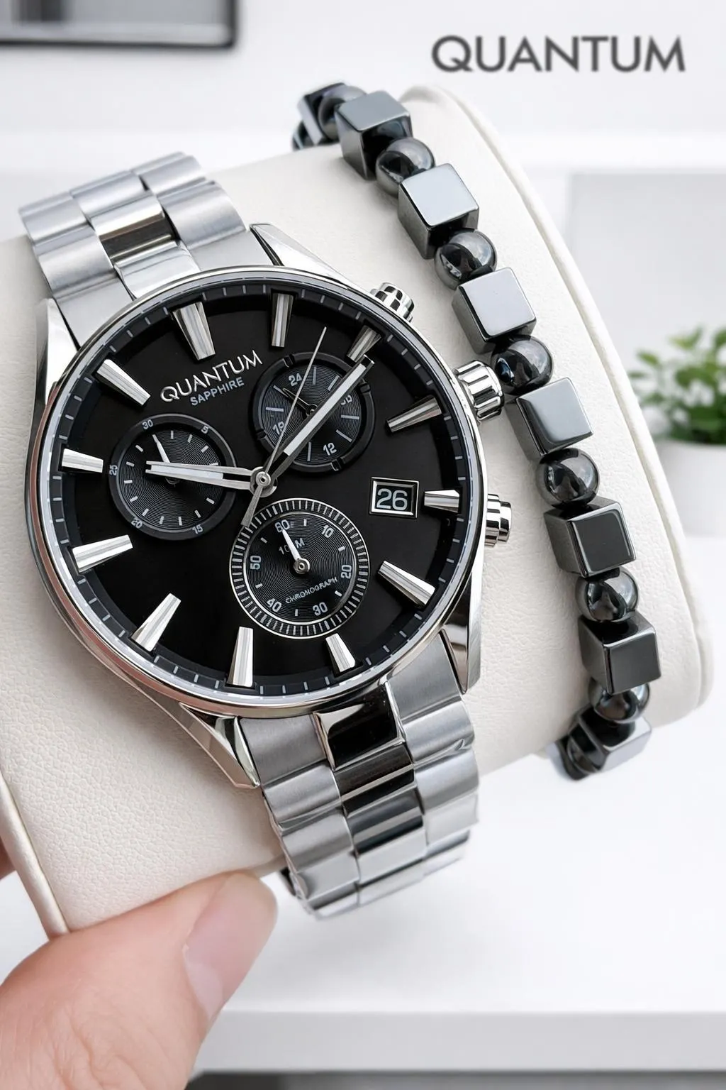 Quantum 10 ATM Suya Dayanıklı+ Bileklik Hediyeli Komple Çelik Erkek Kol Saati VS.BLKT.0931