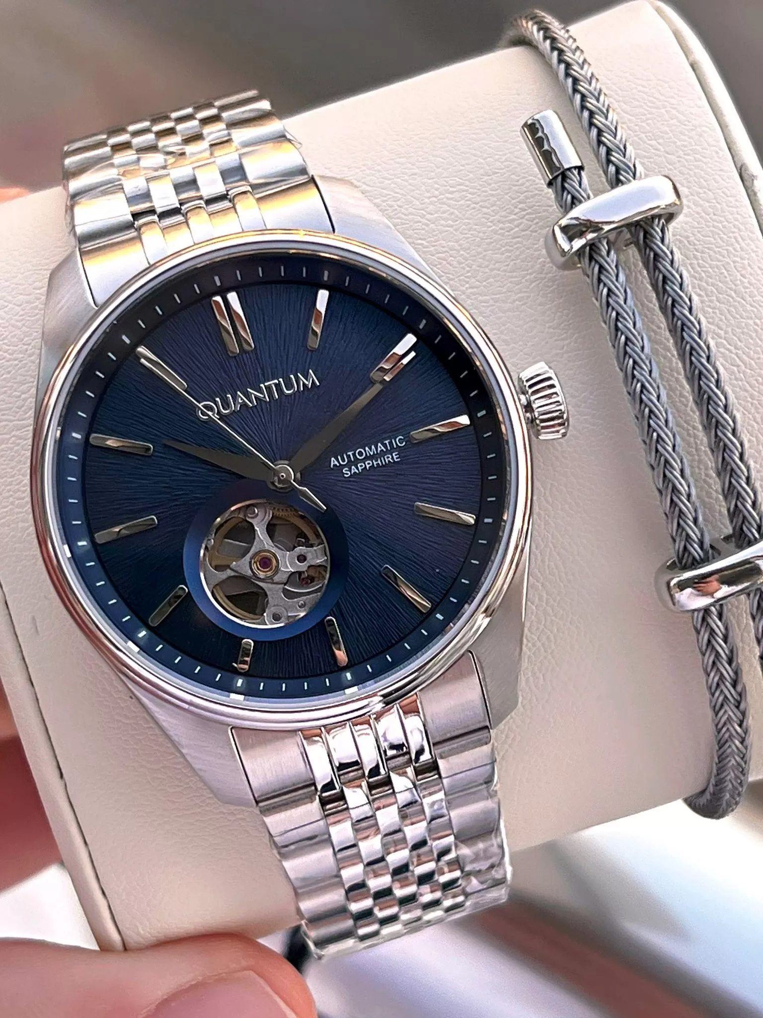 Quantum  Otomatik İtalyan Bileklik Setli 2 Yıl Garantili Suya Dayanıklı Çelik Kordon Renk Atma Yapmaz VS.BLKT.0581
