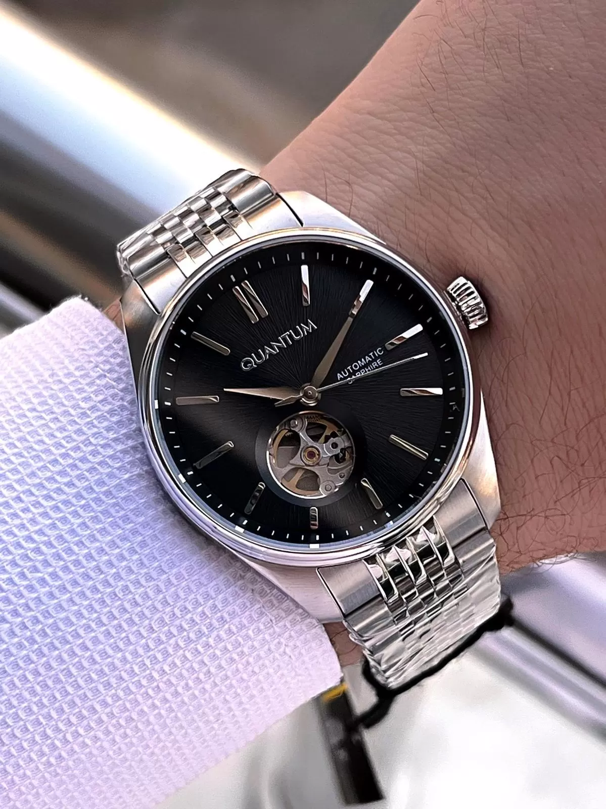 Quantum Otomatik Mekanizma Sapphire Cizilmez Cam Çelik Kordon 10 Atm Erkek Kol Saat EMG.1207.350