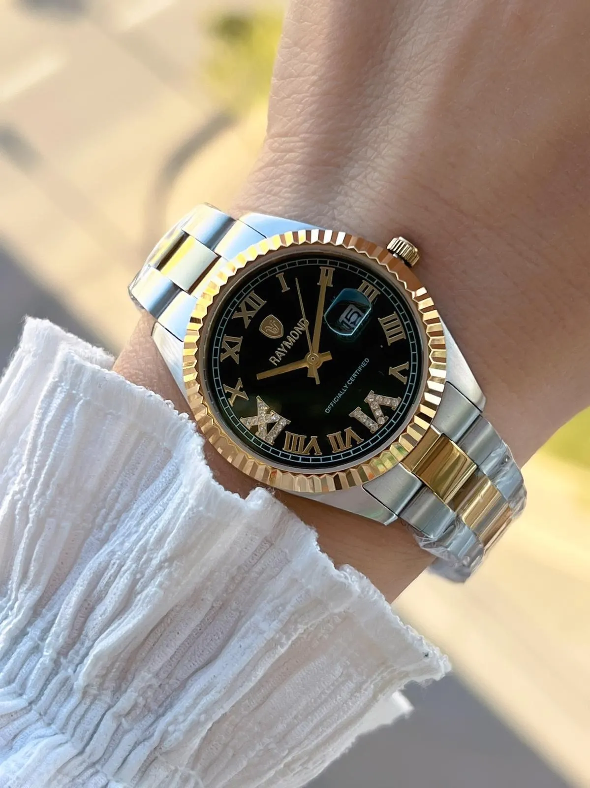 Raymond 2 Yıl Garantili Çelik Kasa Ve Kordon Kararma Renk Atma Yapmaz 5 Atm Kadın Kol Saati 611821.2