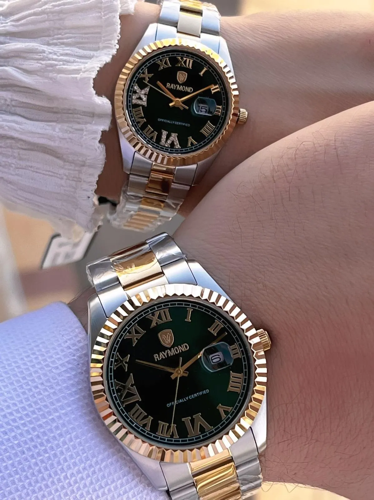 Raymond Ciflere Özel Sevgili Kombini 2 Yıl Garantili 5 Atm Suya Dayanklı Çift Saati CFT.01