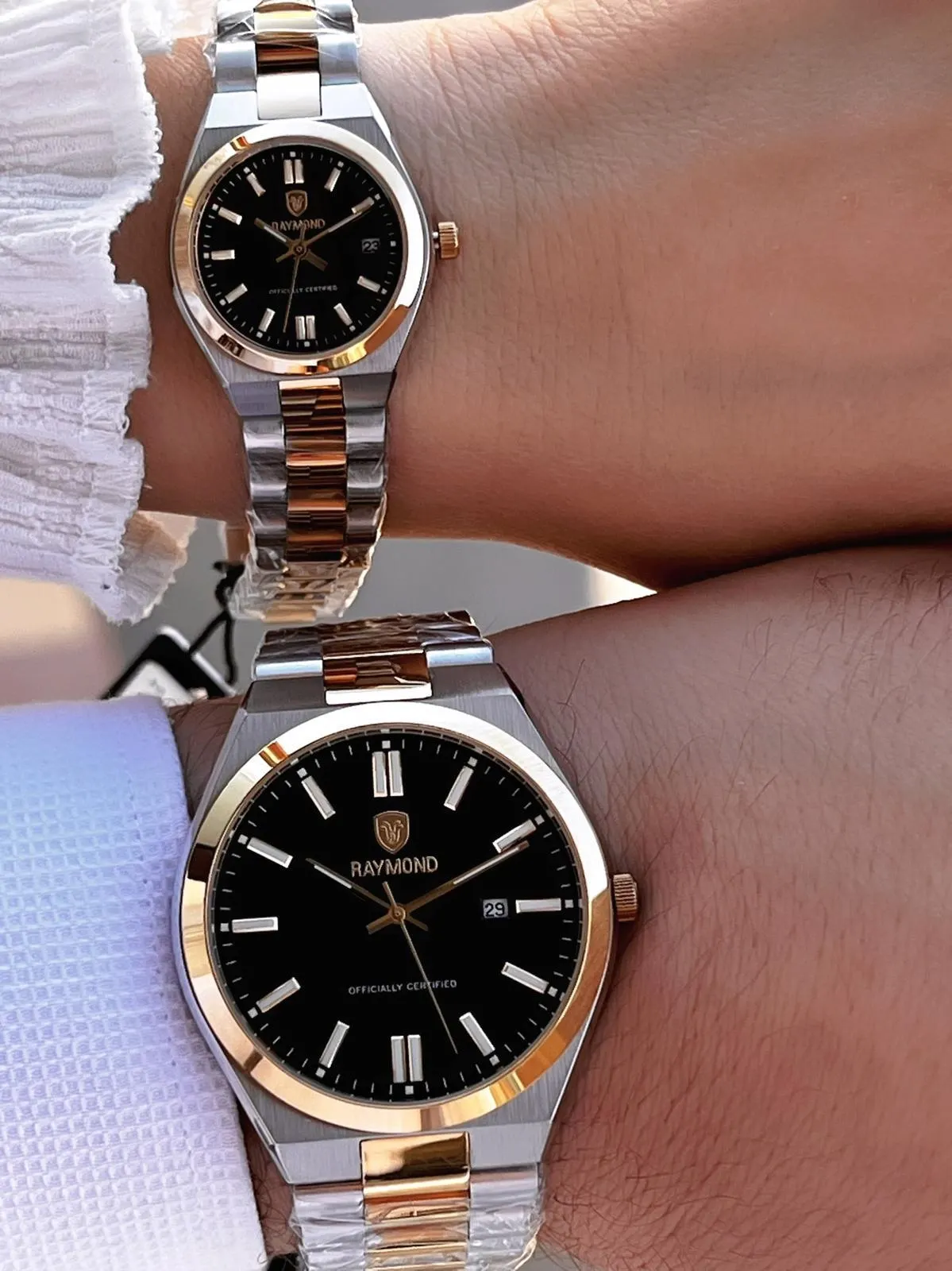 Raymond Ciflere Özel Sevgili Kombini 2 Yıl Garantili 5 Atm Suya Dayanklı Çift Saati CFT.07