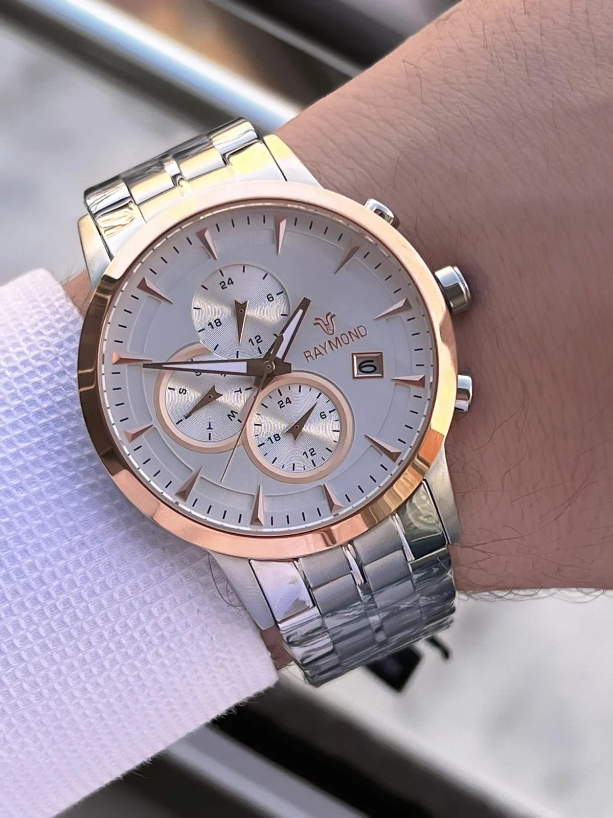 Raymond Nişan Ve Damatlara Özel Çelik Kordon 2 Yıl Garantili 5 Atm Erkek Kol Saati+Bileklik RMD.30