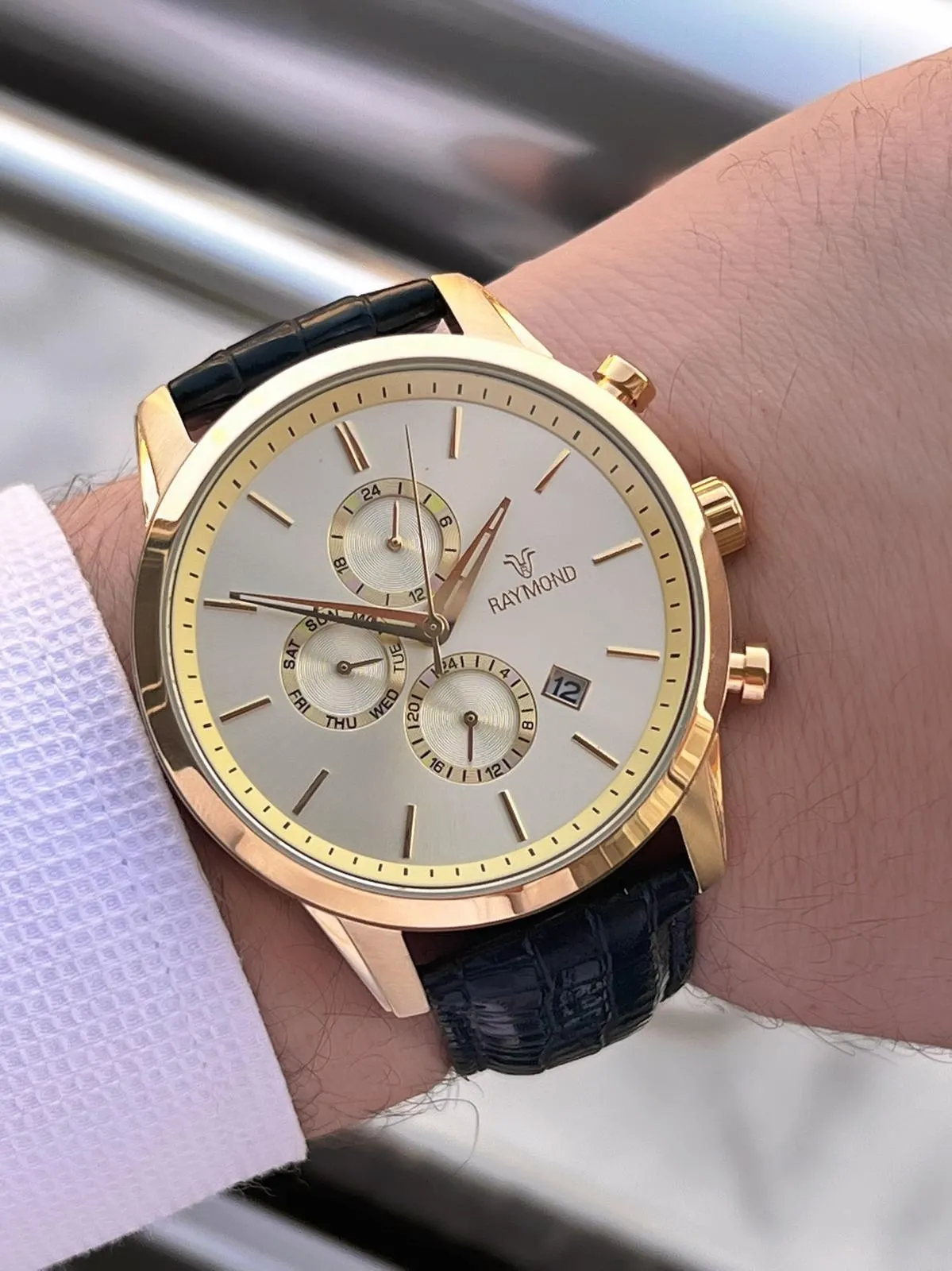 Raymond Nişan Ve Damatlara Özel Deri Kordon 2 Yıl Garantili 5 Atm Erkek Kol Saati+Bileklik RMD.42