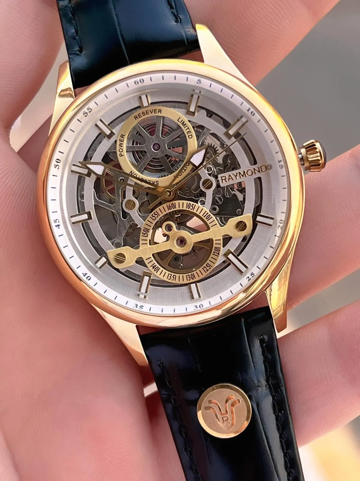 Raymond Nişan Ve Damatlara Özel Deri Kordon 2 Yıl Garantili Otomatik Erkek Kol Saati+Bileklik RMD.M5