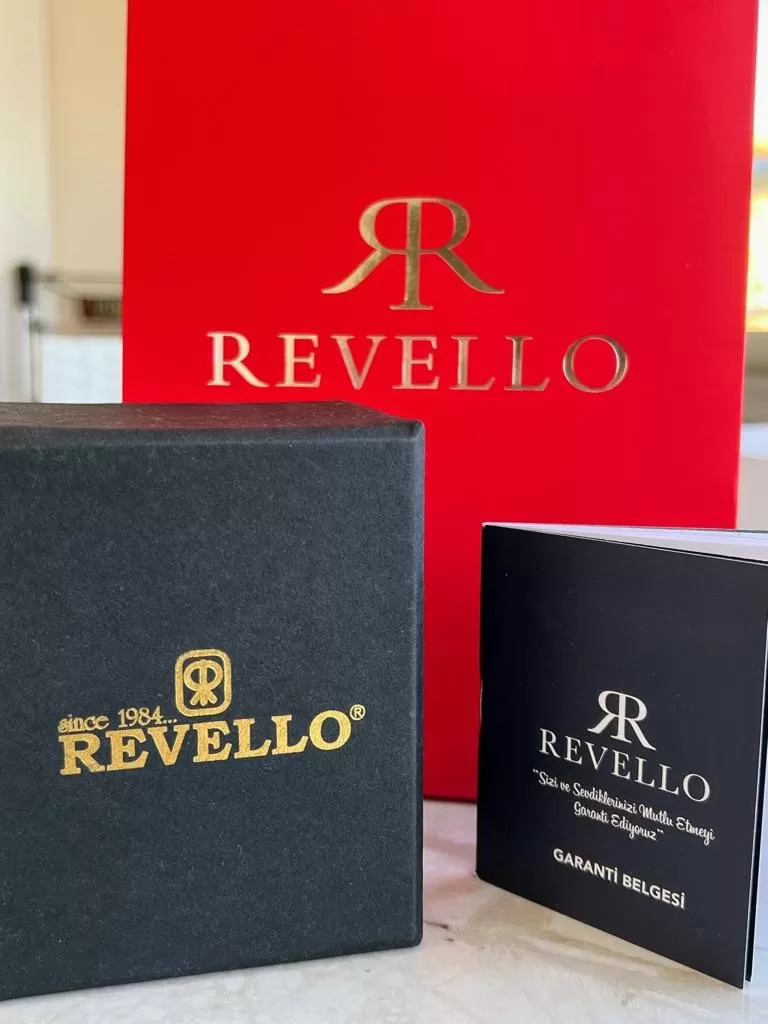 Revello Çelik Swarovski Taşlı Özel Altın Kaplama Elite Modeli 30 Mt Su Geçirmez+Bileklik Lady Wristwatch RES.170091-A