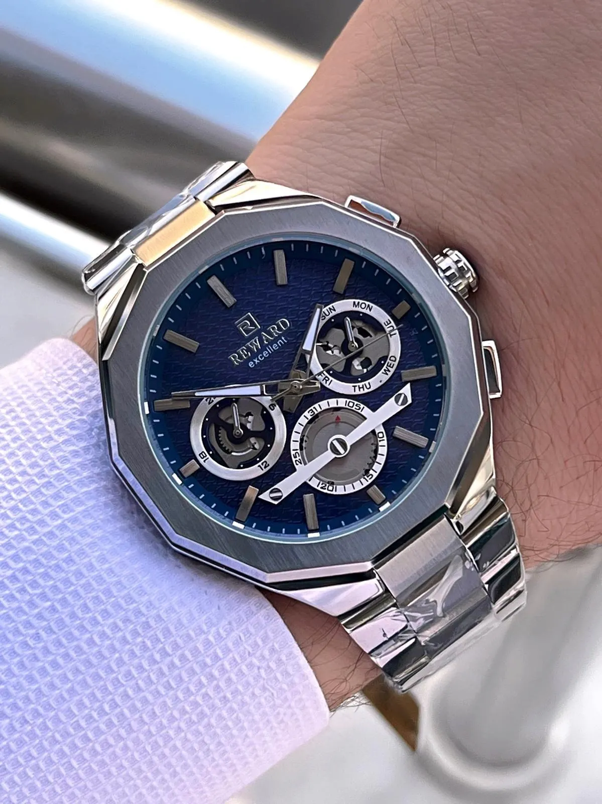 Reward Çelik Kordon 2 Yıl Garantili 5 Atm Suya Dayanıklı İç Fonksiyonları Aktif Erkek Kol Saati RE23