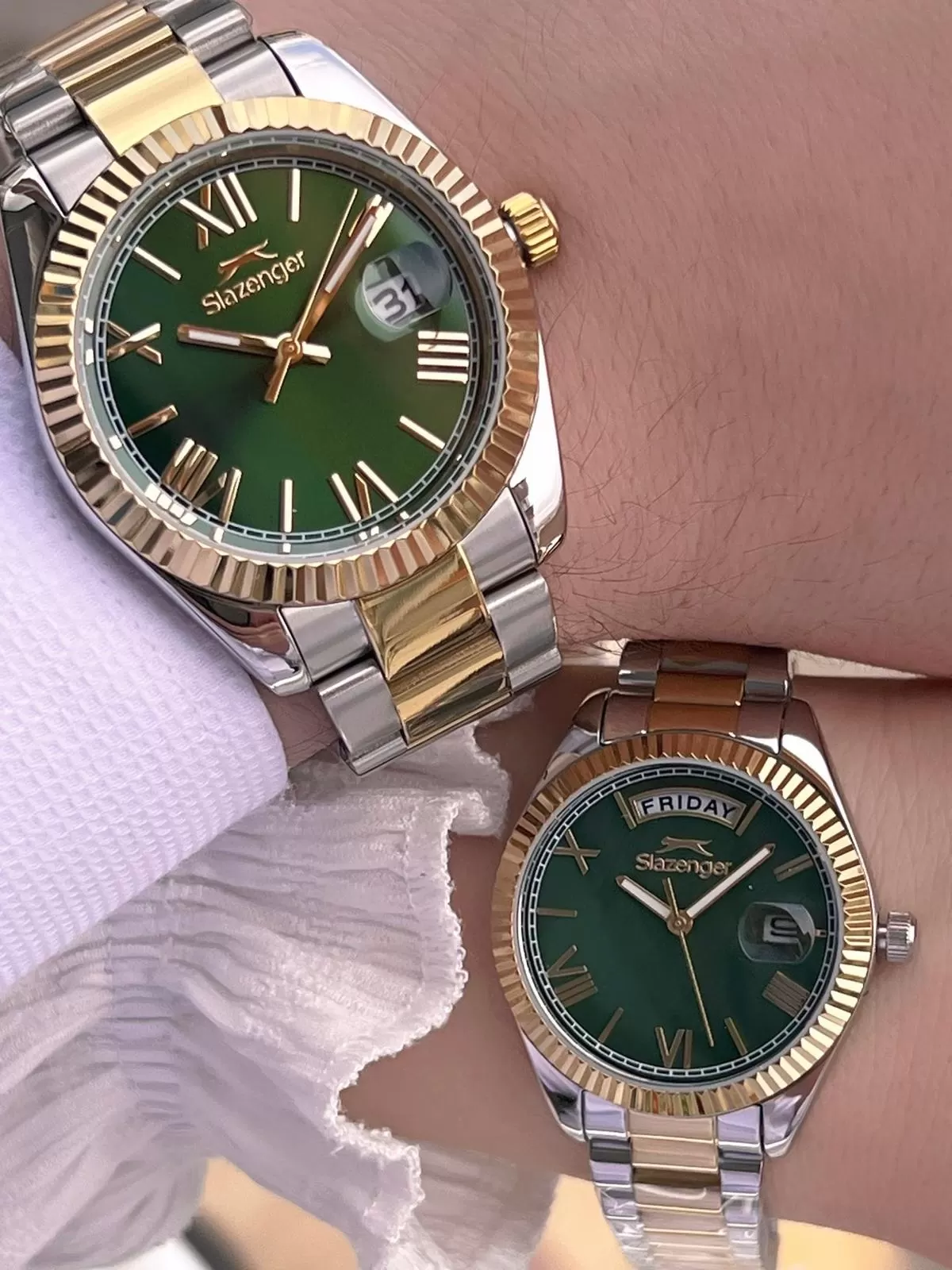 Slazenger Bay Ve Bayan Çelik Kordon Çiftlere Özel 10 Atm Suya Dayanıklı Cift Saati ELS.CF001