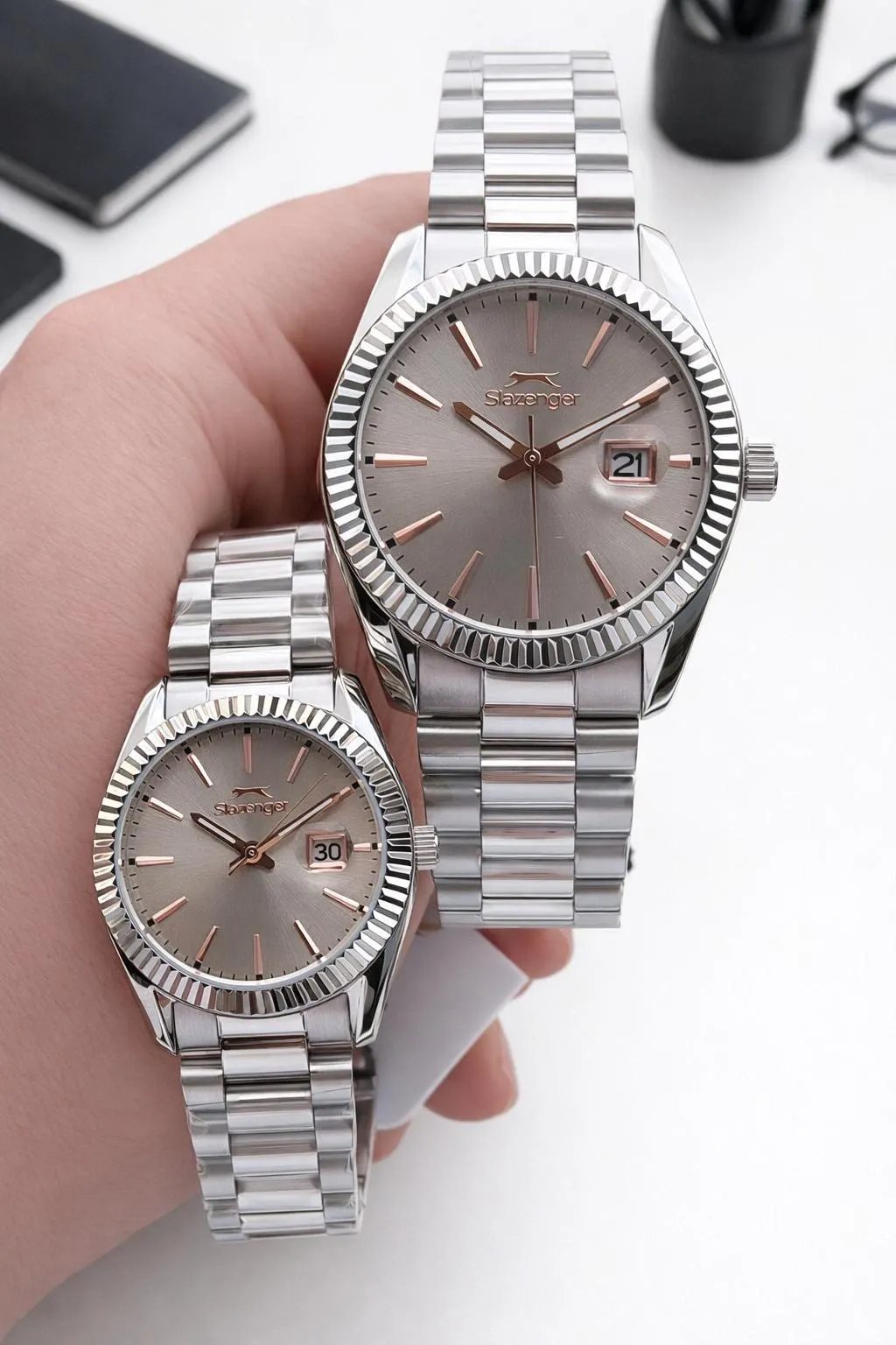 Slazenger Çiftlere Ve Sevgiliye 2 Yıl Garantili Özel 10 Atm Suya Dayanıklı Cift Saati FYS.2583.370