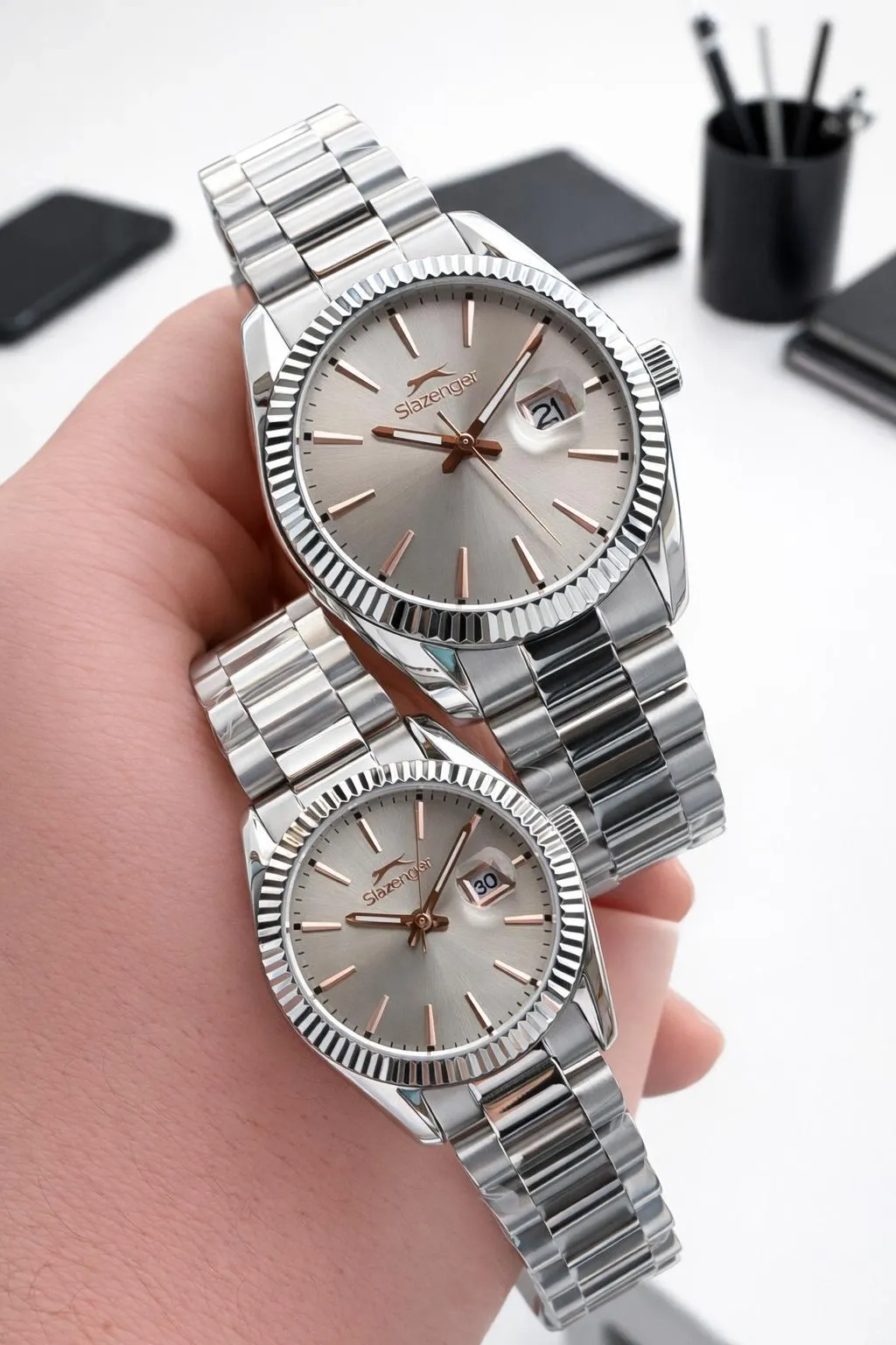 Slazenger Çiftlere Ve Sevgiliye 2 Yıl Garantili Özel 10 Atm Suya Dayanıklı Cift Saati FYS.2583.370