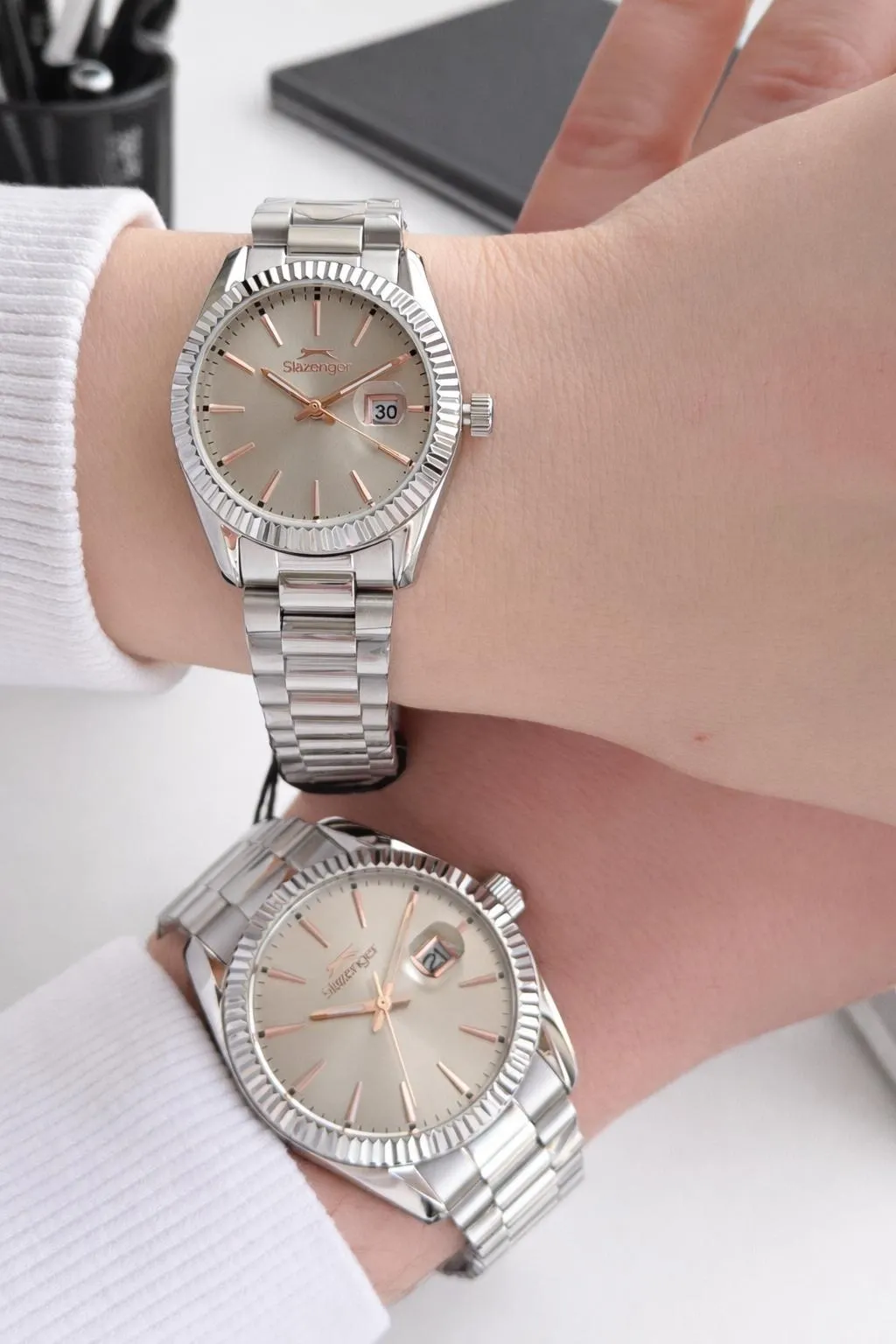 Slazenger Çiftlere Ve Sevgiliye 2 Yıl Garantili Özel 10 Atm Suya Dayanıklı Cift Saati FYS.2583.370