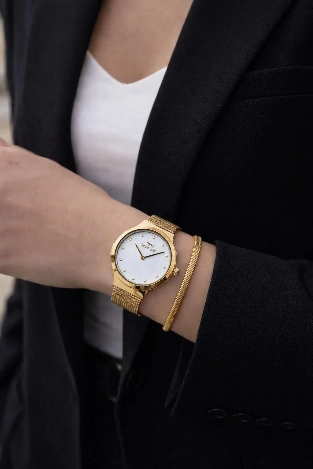 Slazenger Yeni Sezon Elite Model 50 Mt Suya Dayanıklı Bileklik Hediyeli Kadın Kol Saati VS.BLKT.0852