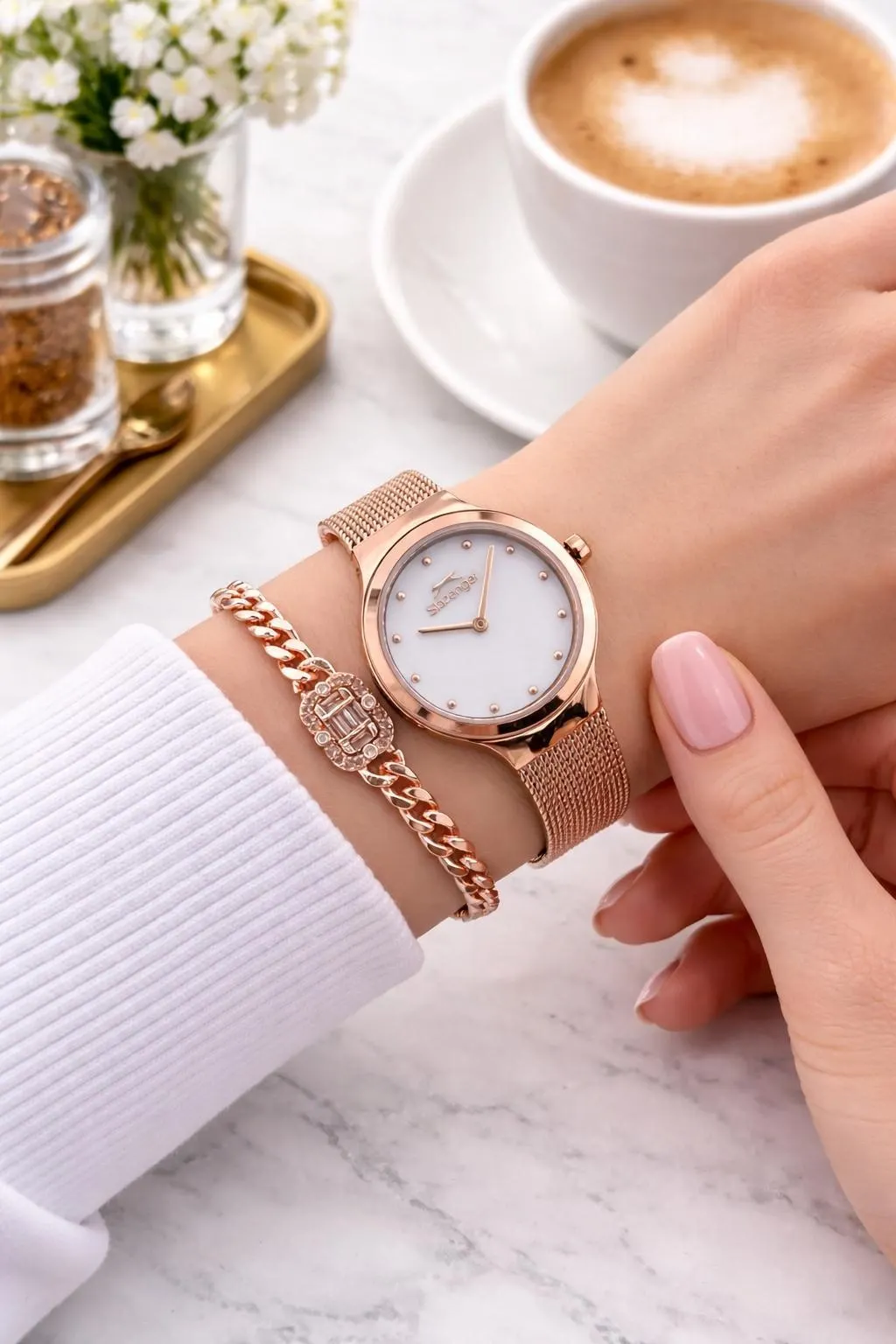 Slazenger Yeni Sezon Elite Model 50 Mt Suya Dayanıklı Bileklik Hediyeli Kadın Kol Saati VS.BLKT.0855