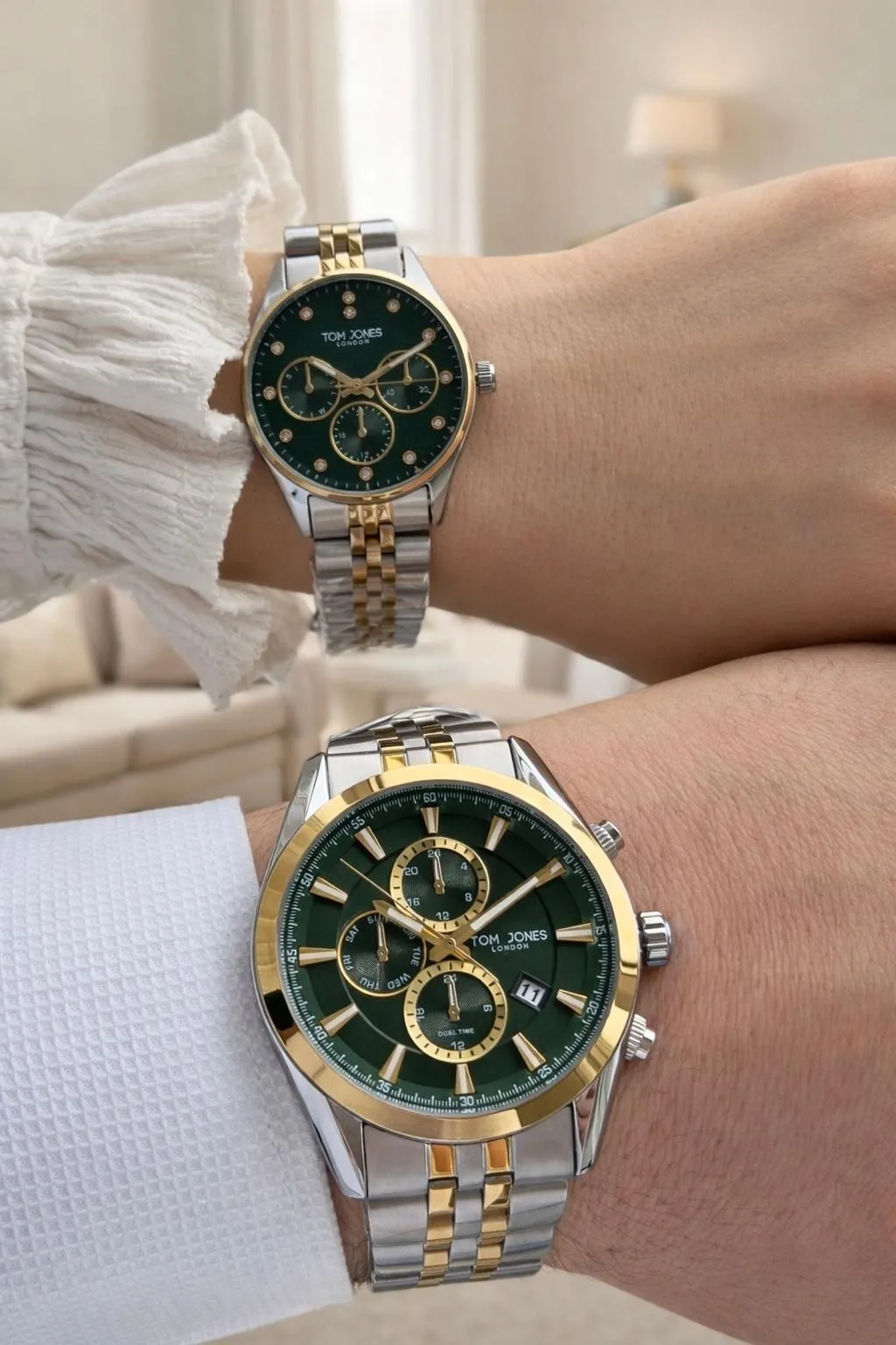 Tom Jones Çiftlere Ve Sevgililere Özel 3 Atm 2 Yıl Garantili Bay Ve Bayan Çift Saati CF.TJ.M001