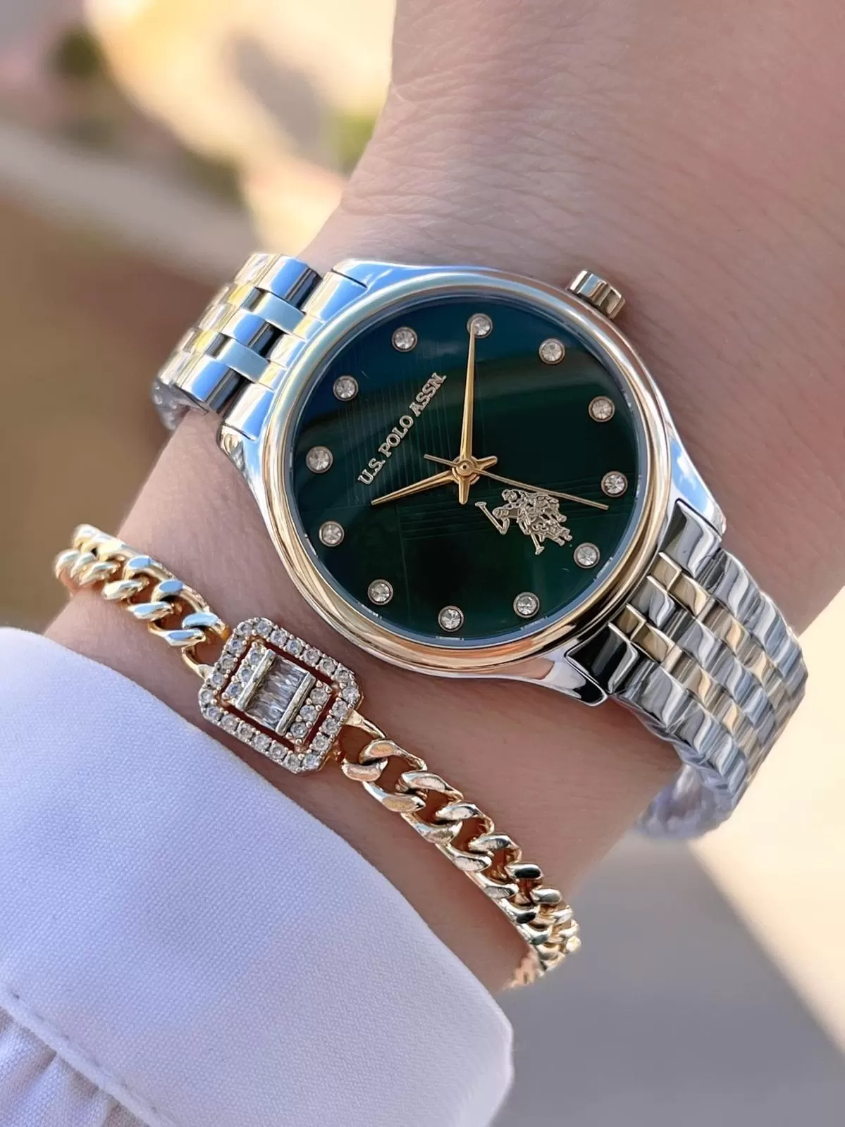 U.s.Polo Assn Çelik Kordon 2 Yıl Garantili 3 Atm Suya Dayanıklı Kadın Kol Saati+Bileklik UA.2071.M02